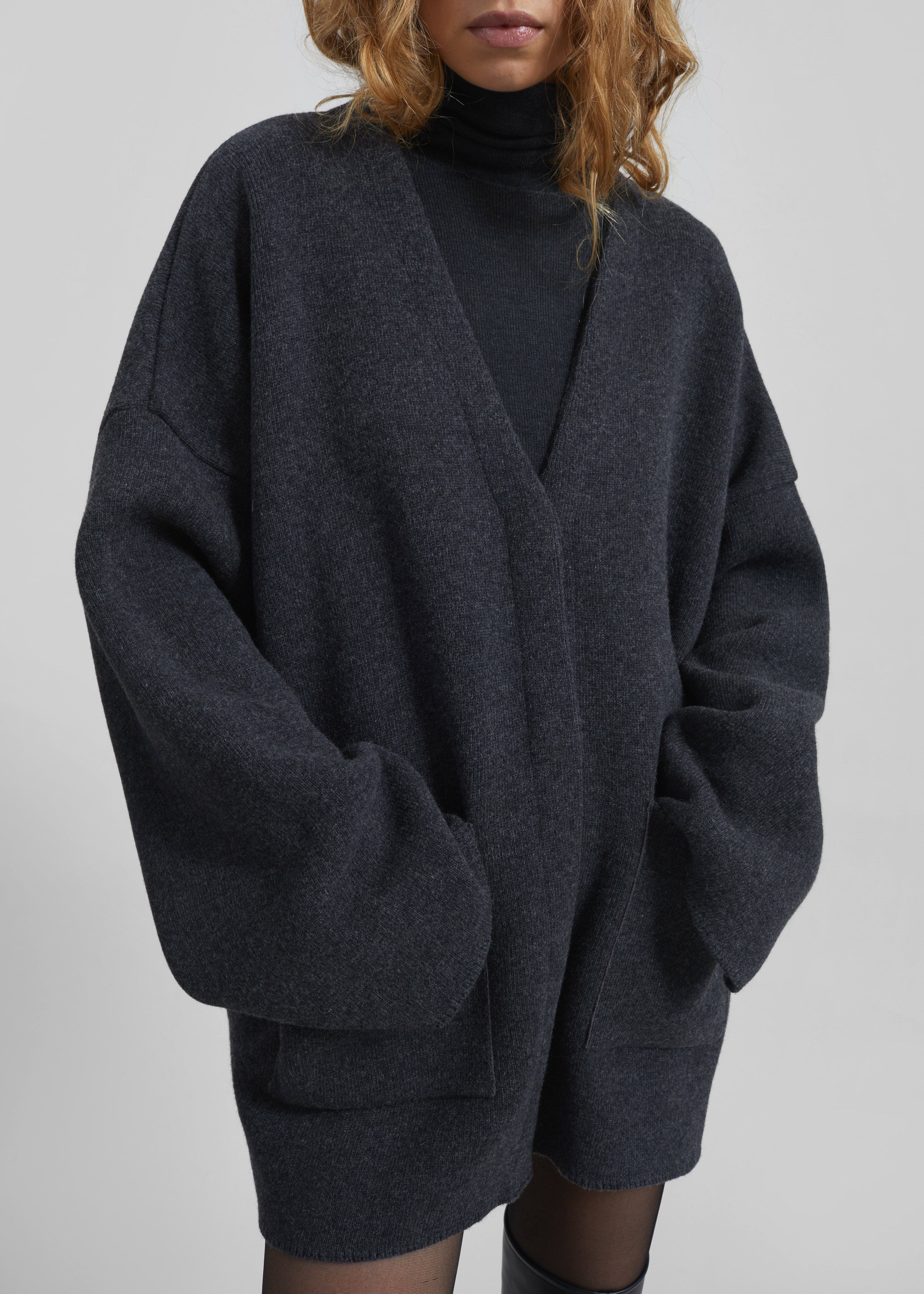 Tynset Oversized Cardigan - Charcoal – The Frankie Shop