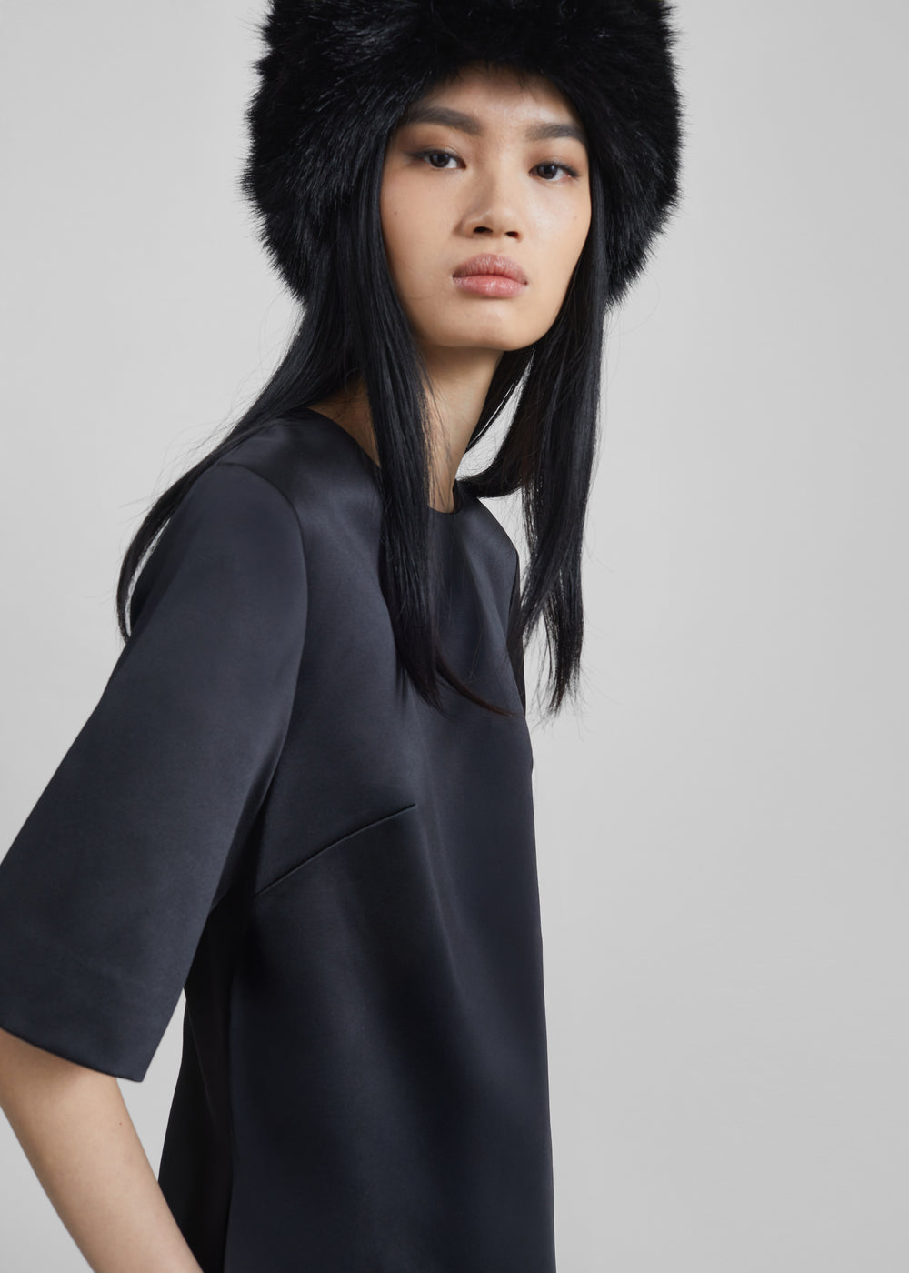 Umea Faux Fur Hat - Black - 1