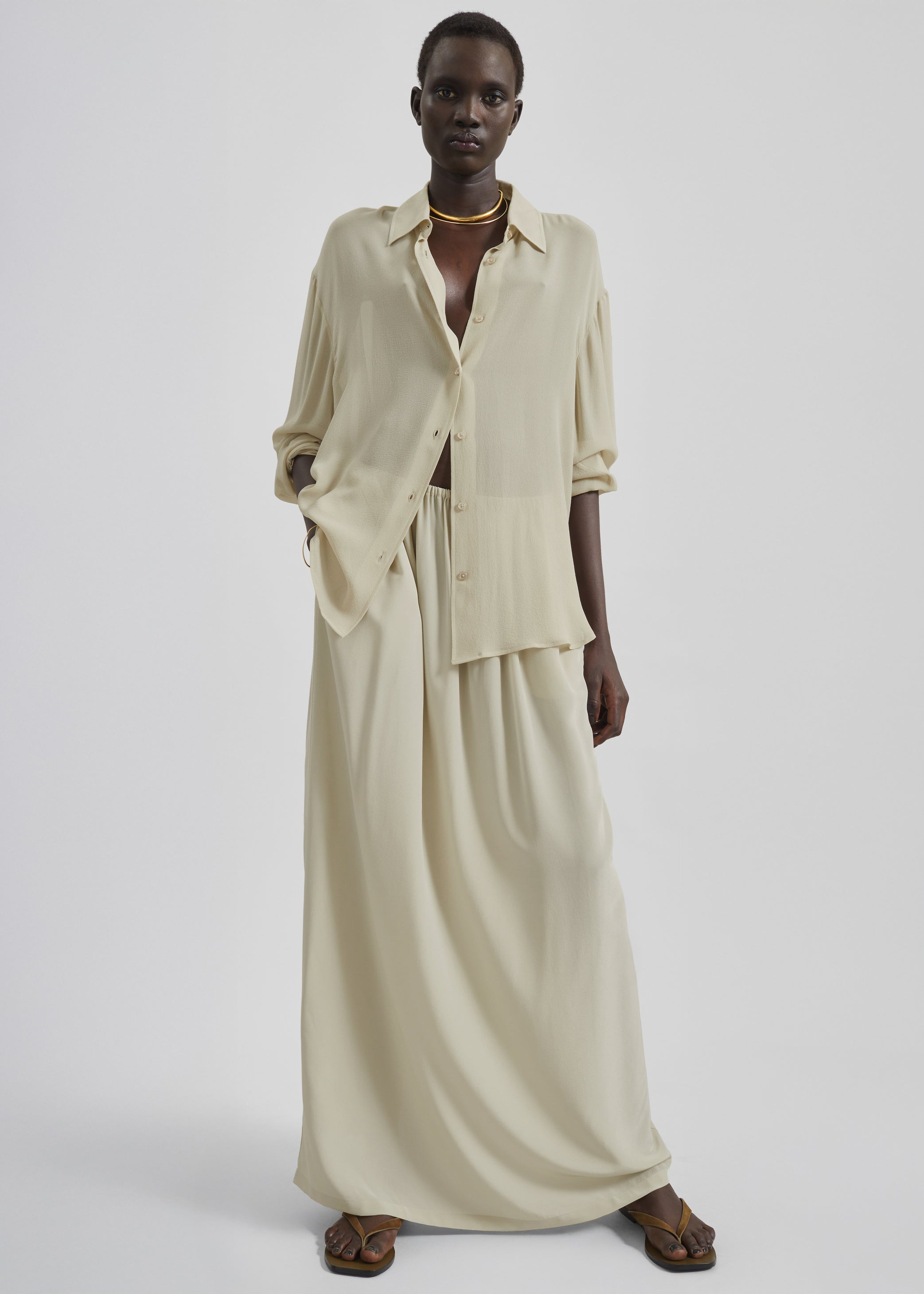 Shop the look image for Sibena Silk Maxi Skirt - Cement