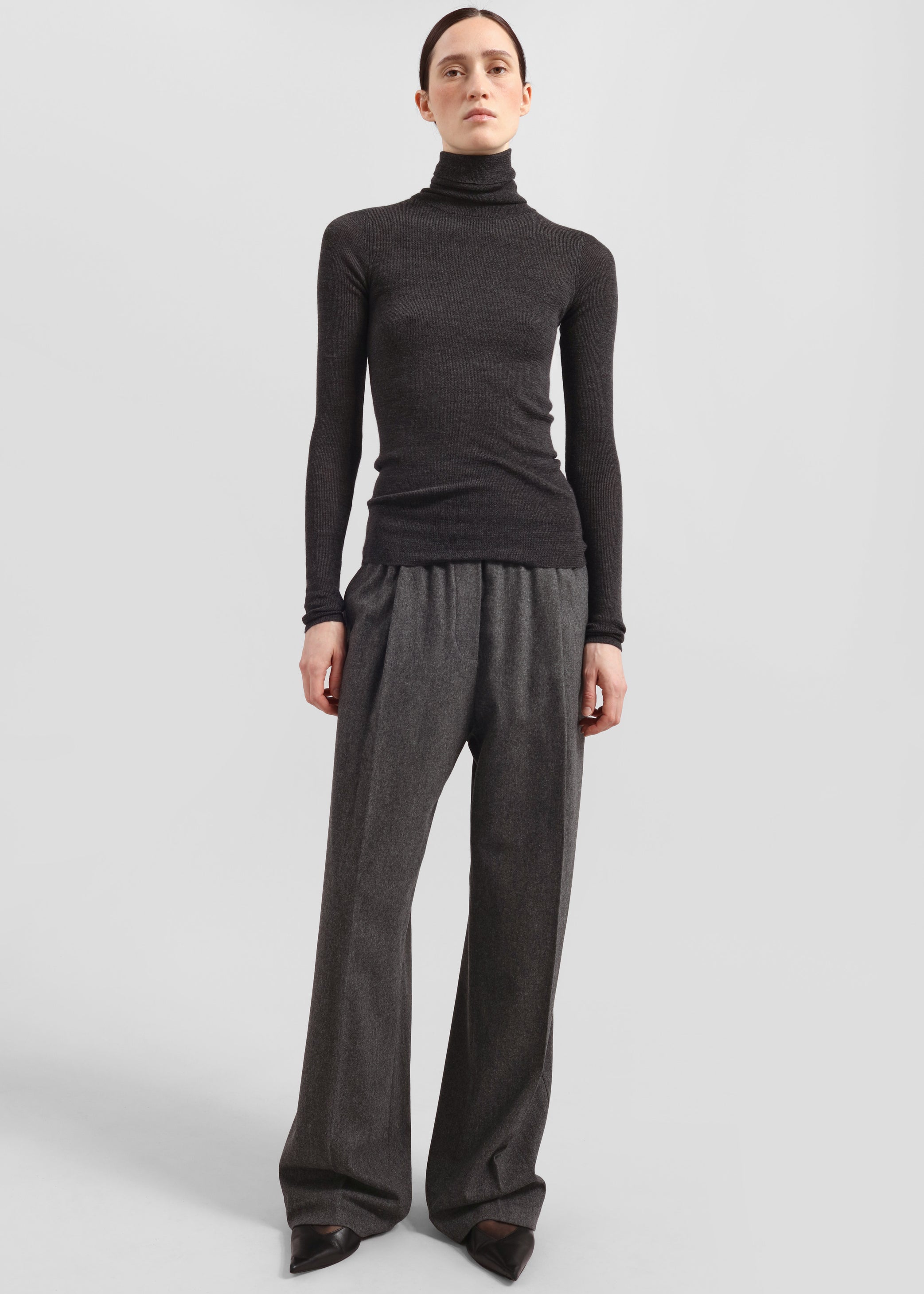 Shop the look image for Utica Thin Turtleneck Sweater - Dark Grey Melange