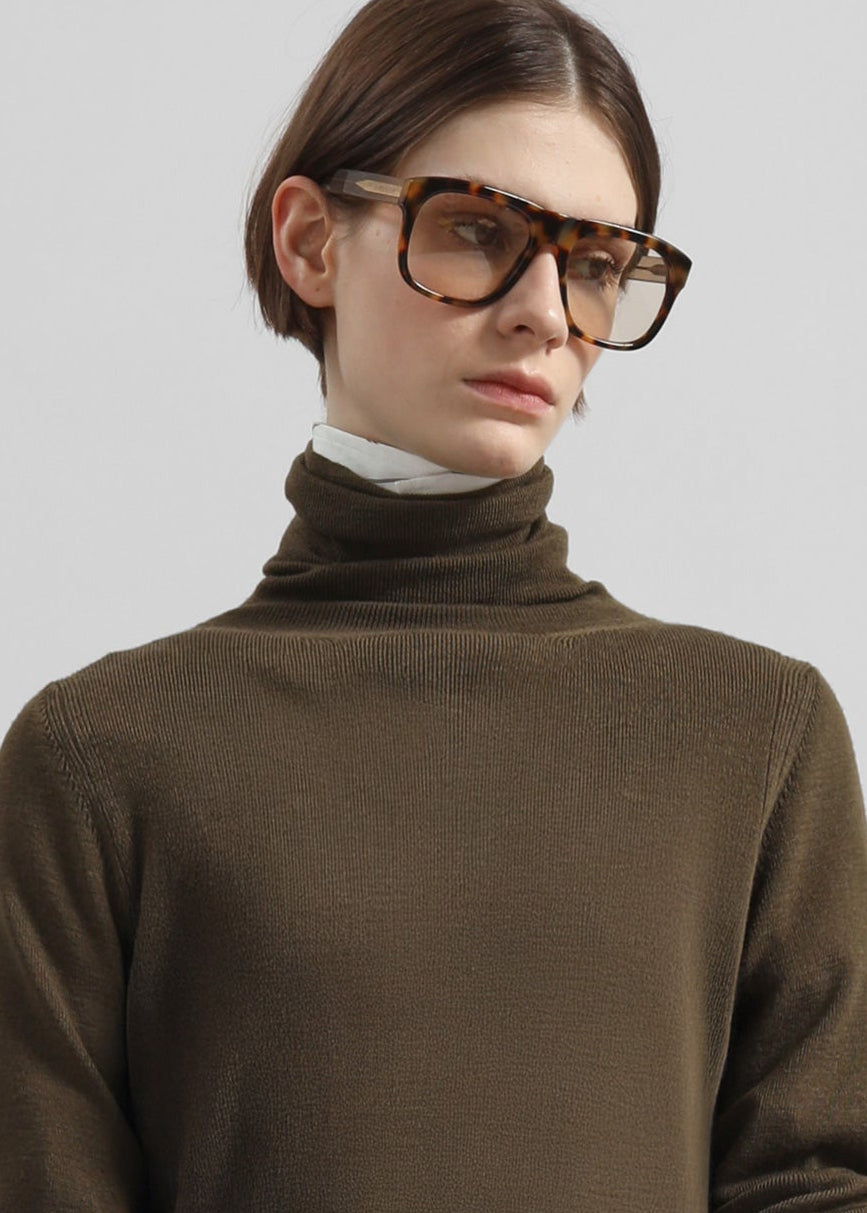 Utica Thin Turtleneck Sweater - Olive - 3