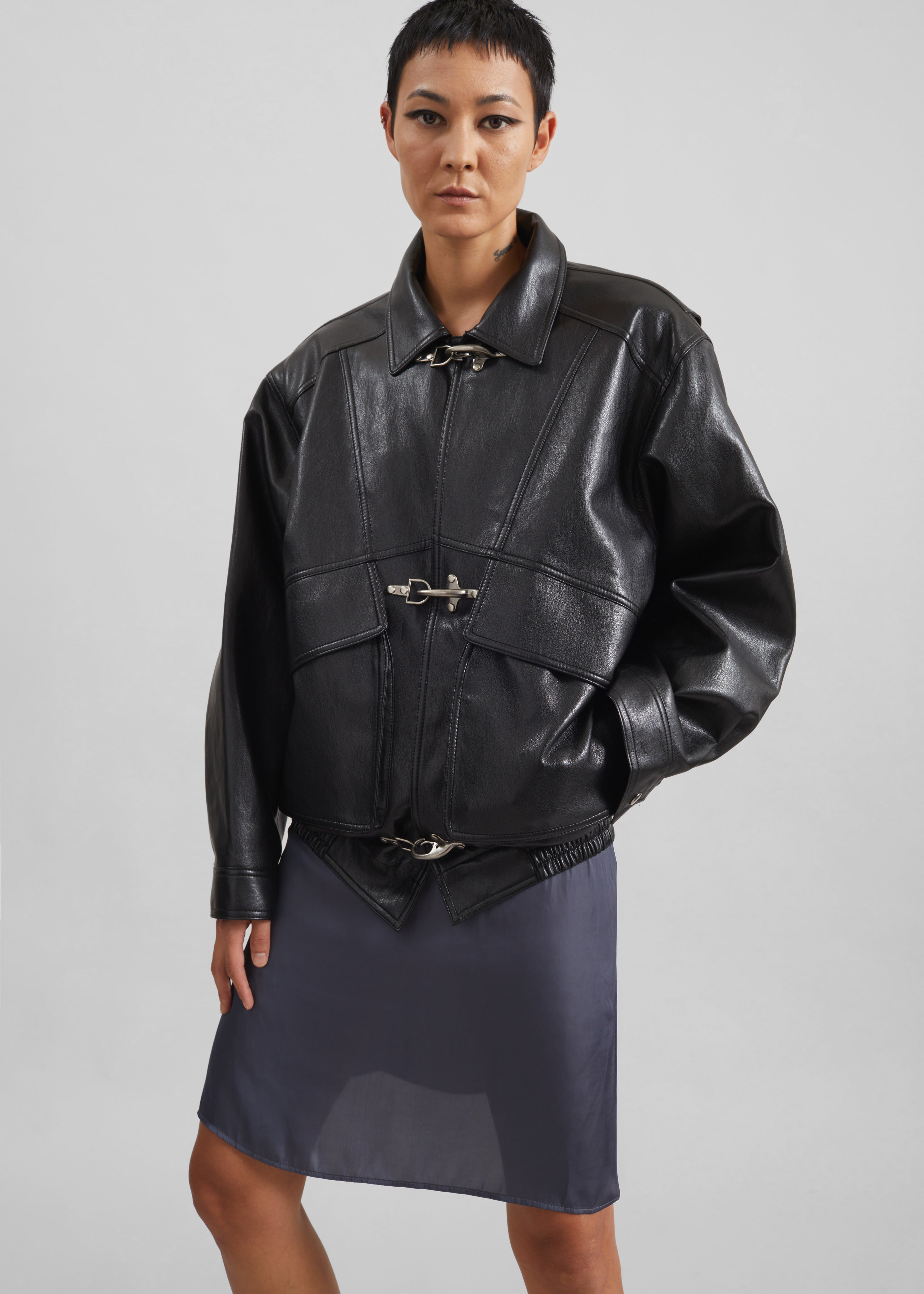 Utrecht Faux Leather Buckle Jacket - Black - 6