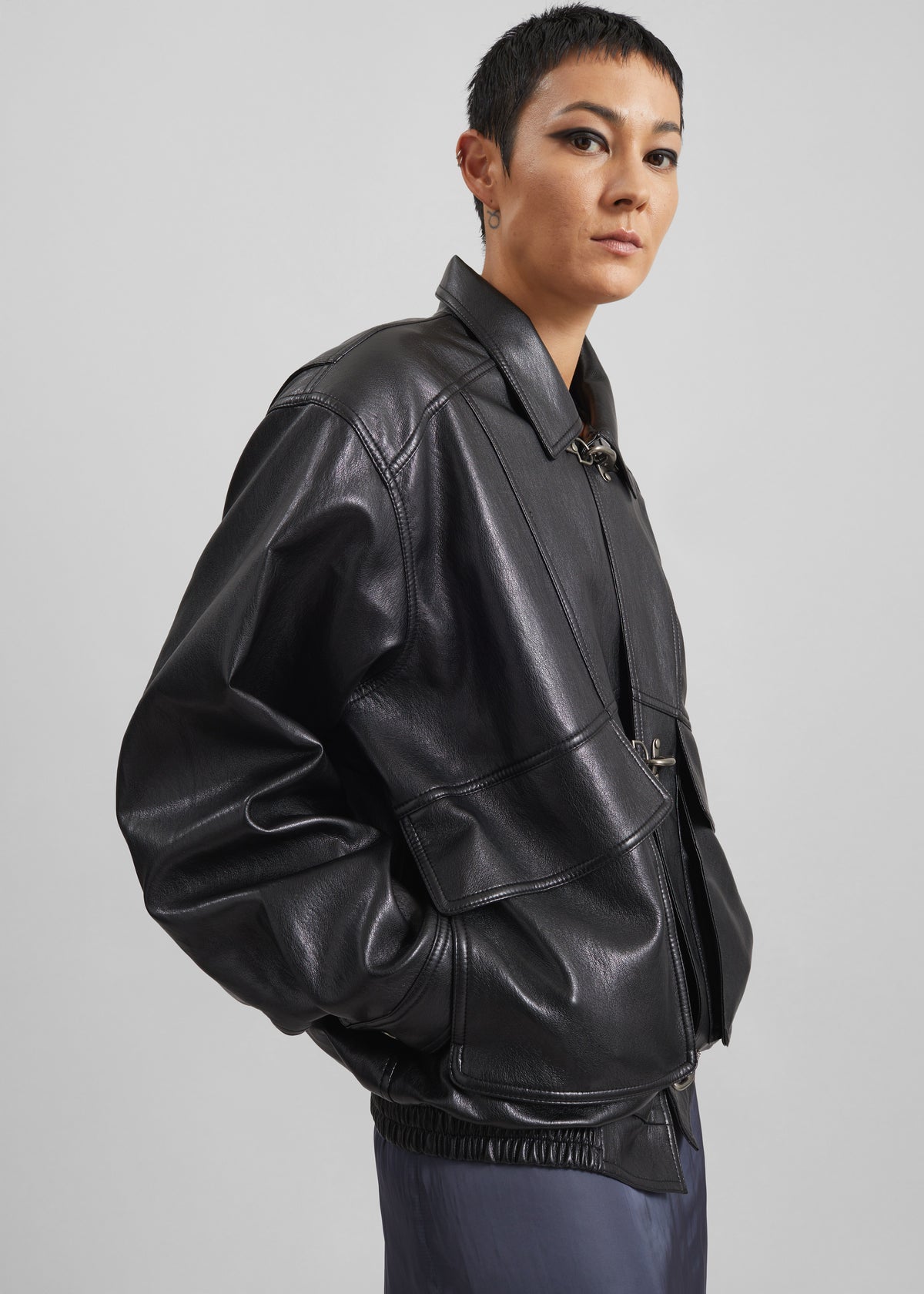 Utrecht Faux Leather Buckle Jacket - Black - 8
