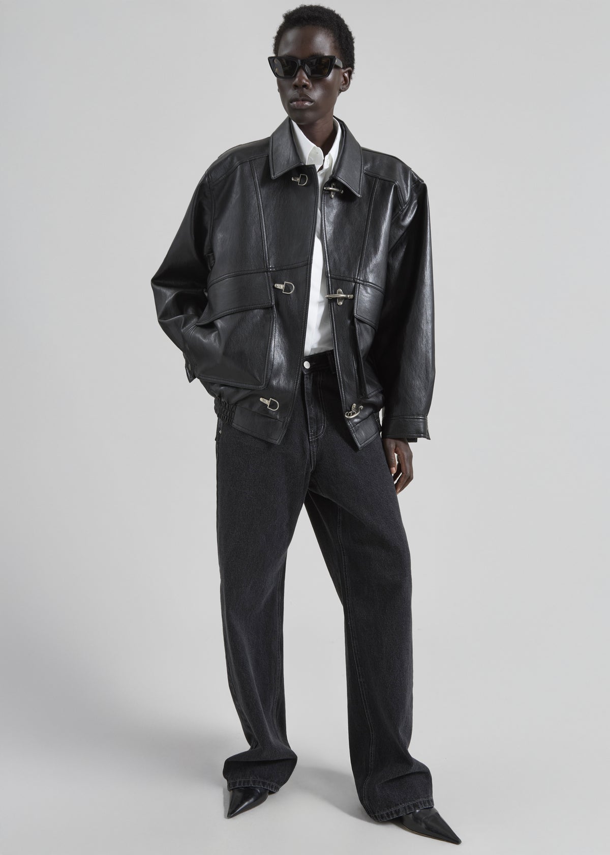Utrecht Faux Leather Buckle Jacket - Black Utrecht Faux Leather Buckle Jacket - Black
