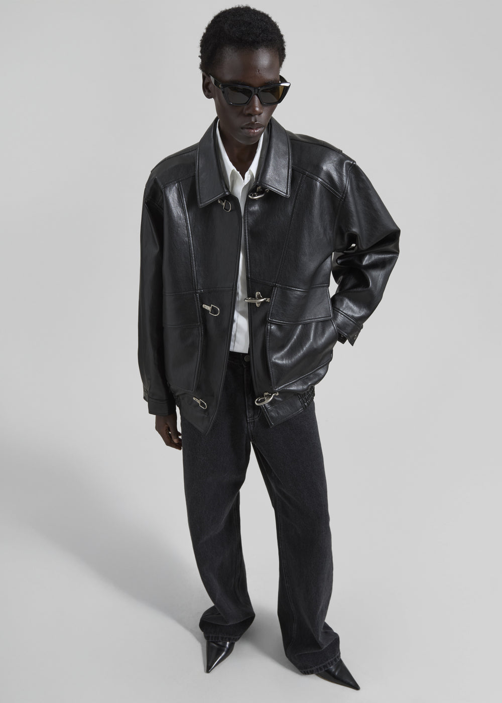 Utrecht Faux Leather Buckle Jacket - Black - 1