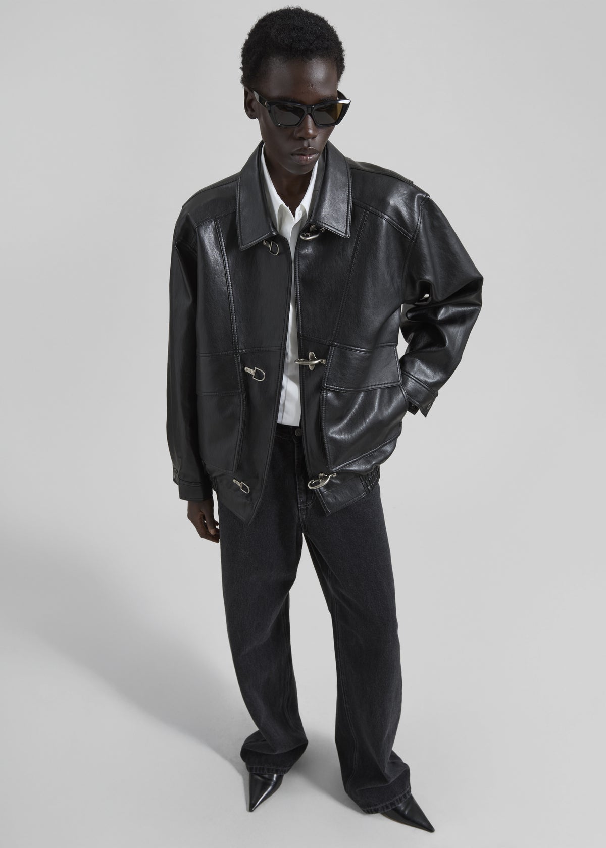 Utrecht Faux Leather Buckle Jacket - Black - 2