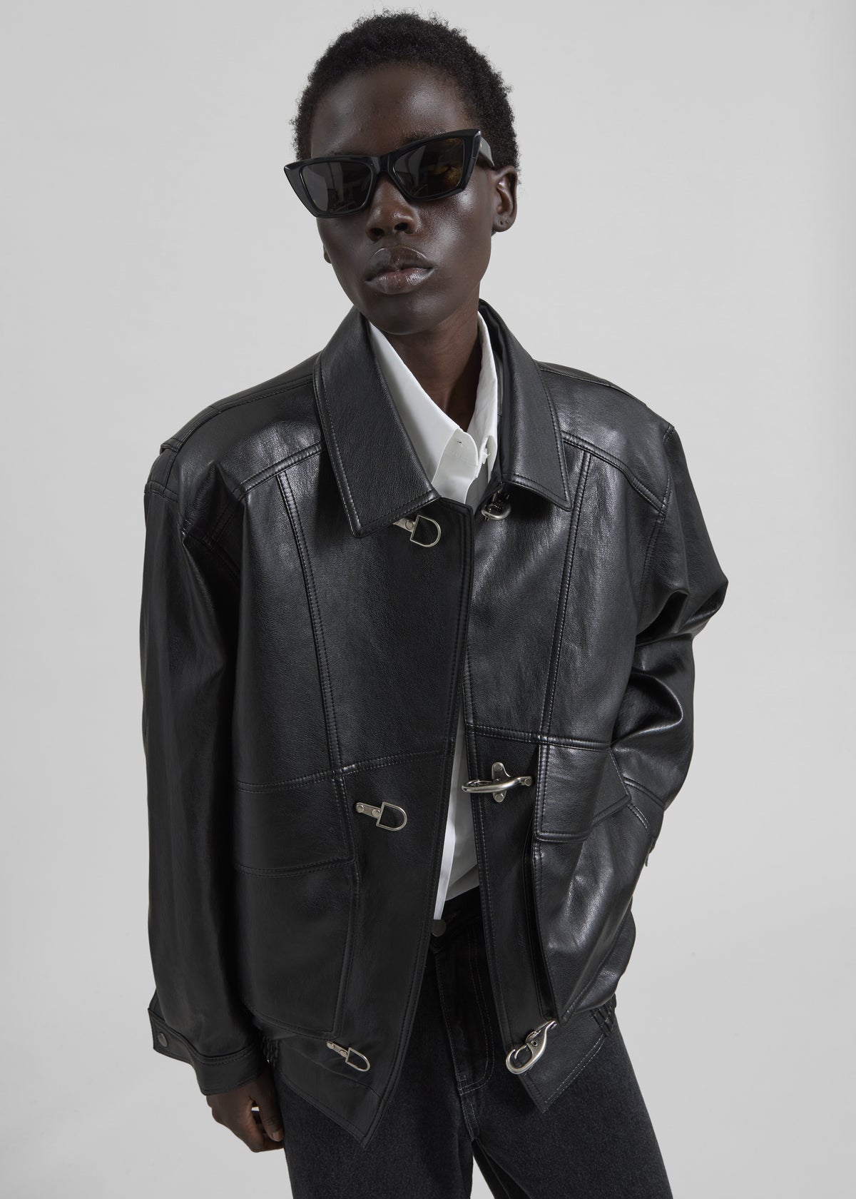 Utrecht Faux Leather Buckle Jacket - Black - 3