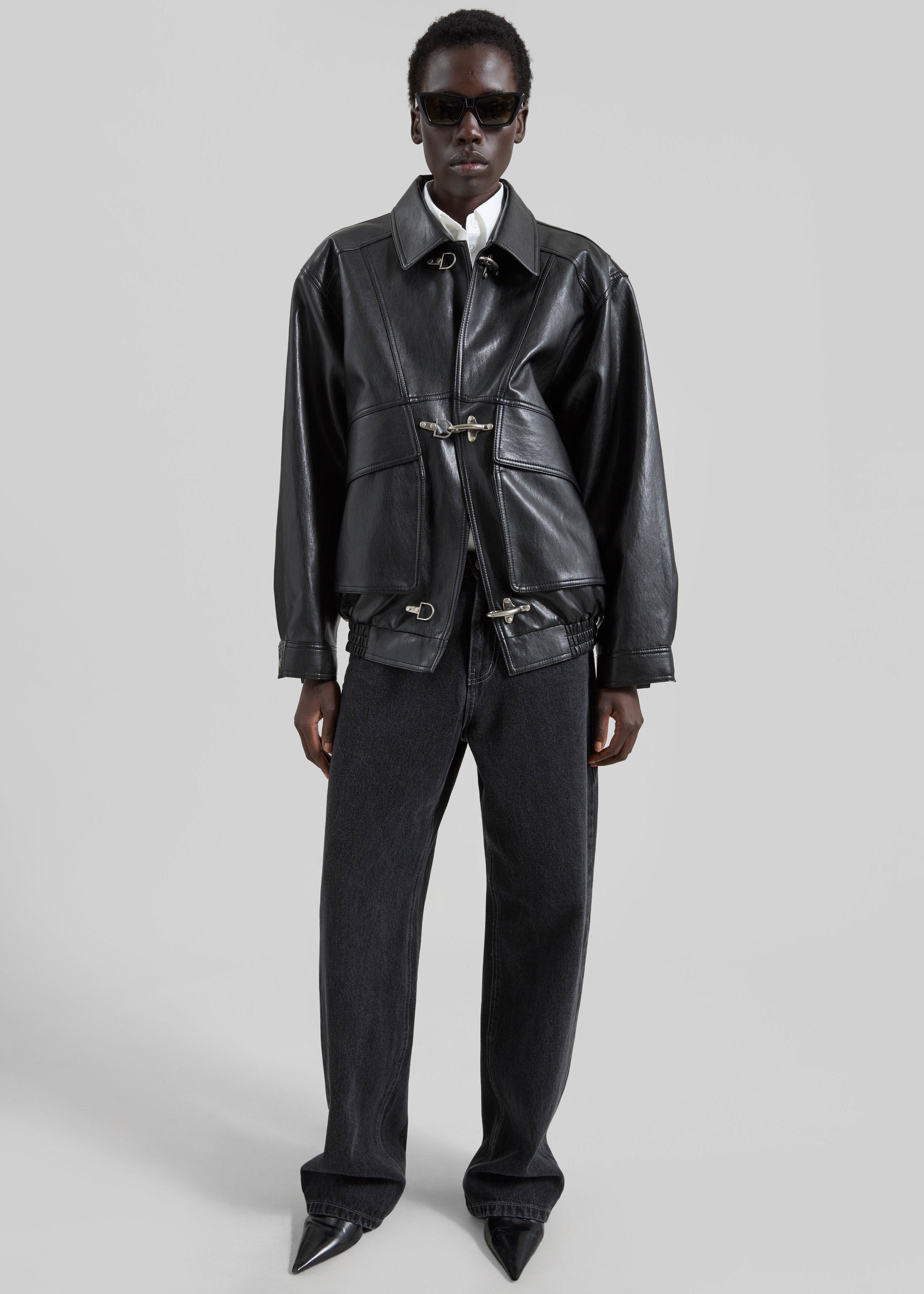 Utrecht Faux Leather Buckle Jacket - Black – The Frankie Shop