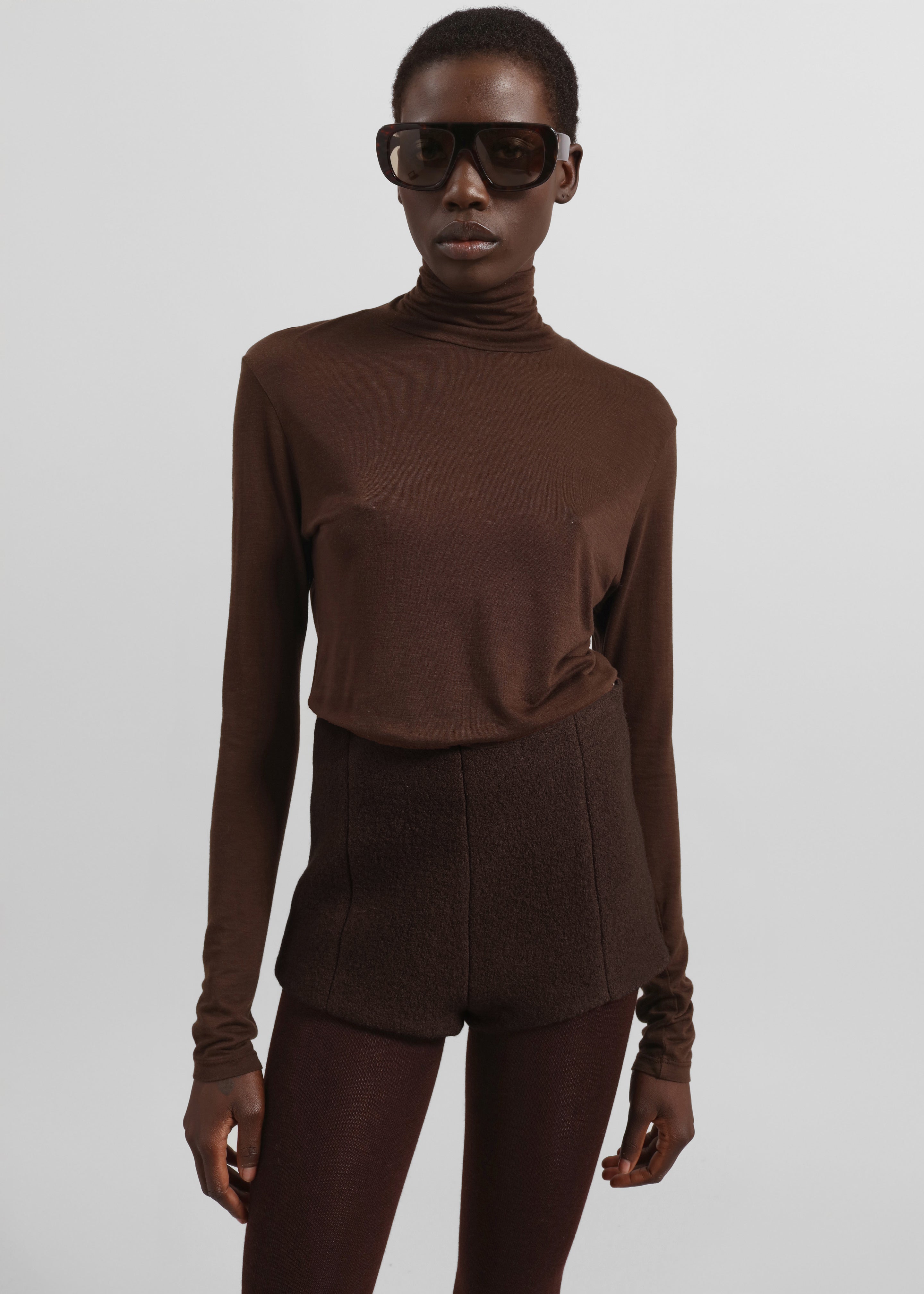 Vail Brushed Wool Hot Pants - Brown - 8