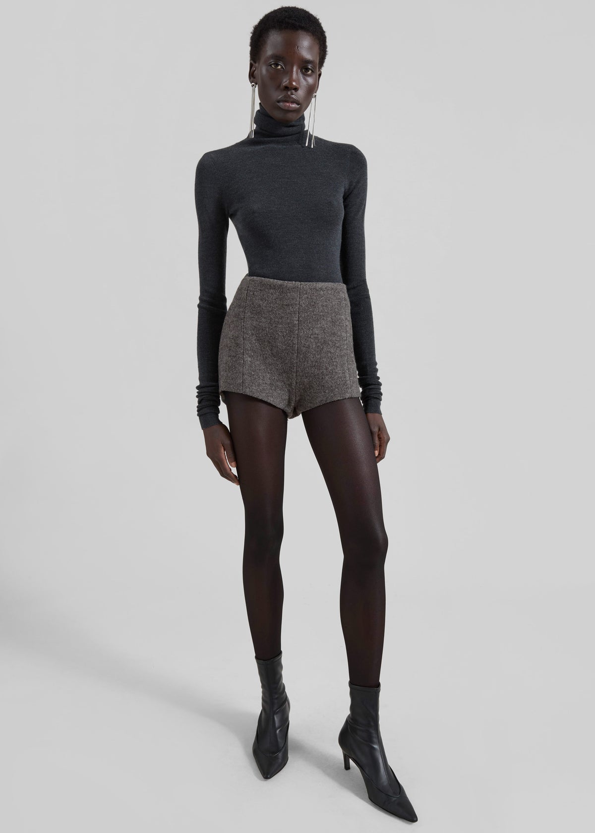 Vail Brushed Wool Hot Pants - Grey Melange - 6