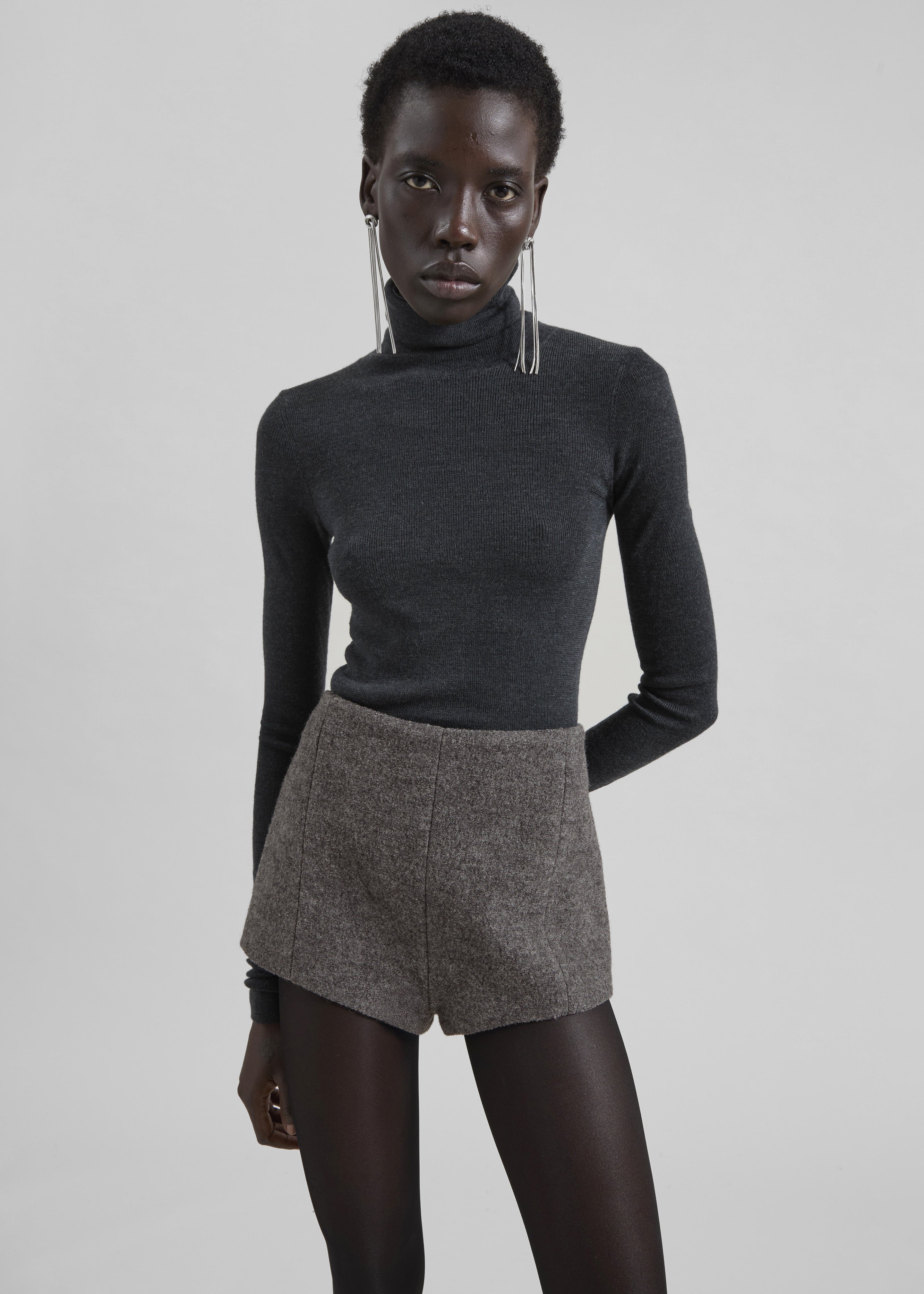 Vail Brushed Wool Hot Pants - Grey Melange – The Frankie Shop