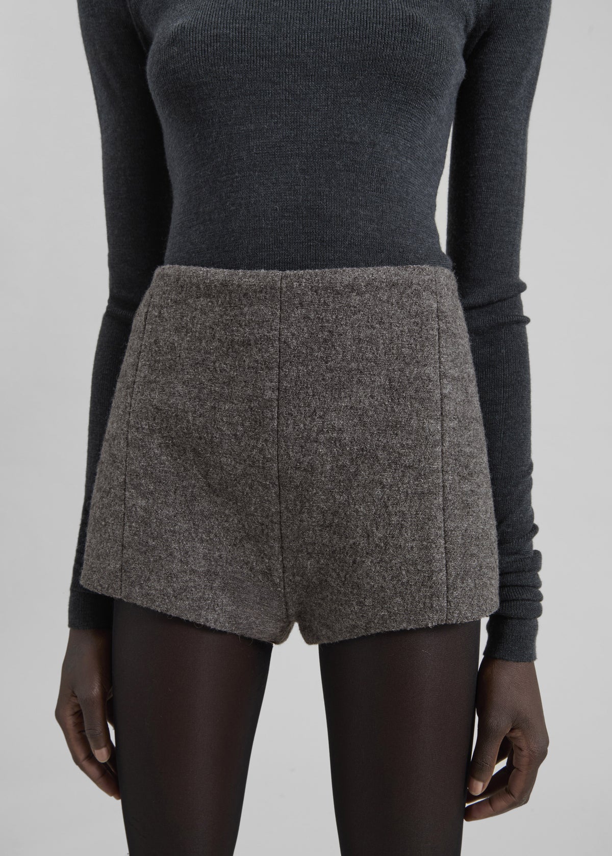 Vail Brushed Wool Hot Pants - Grey Melange - 5