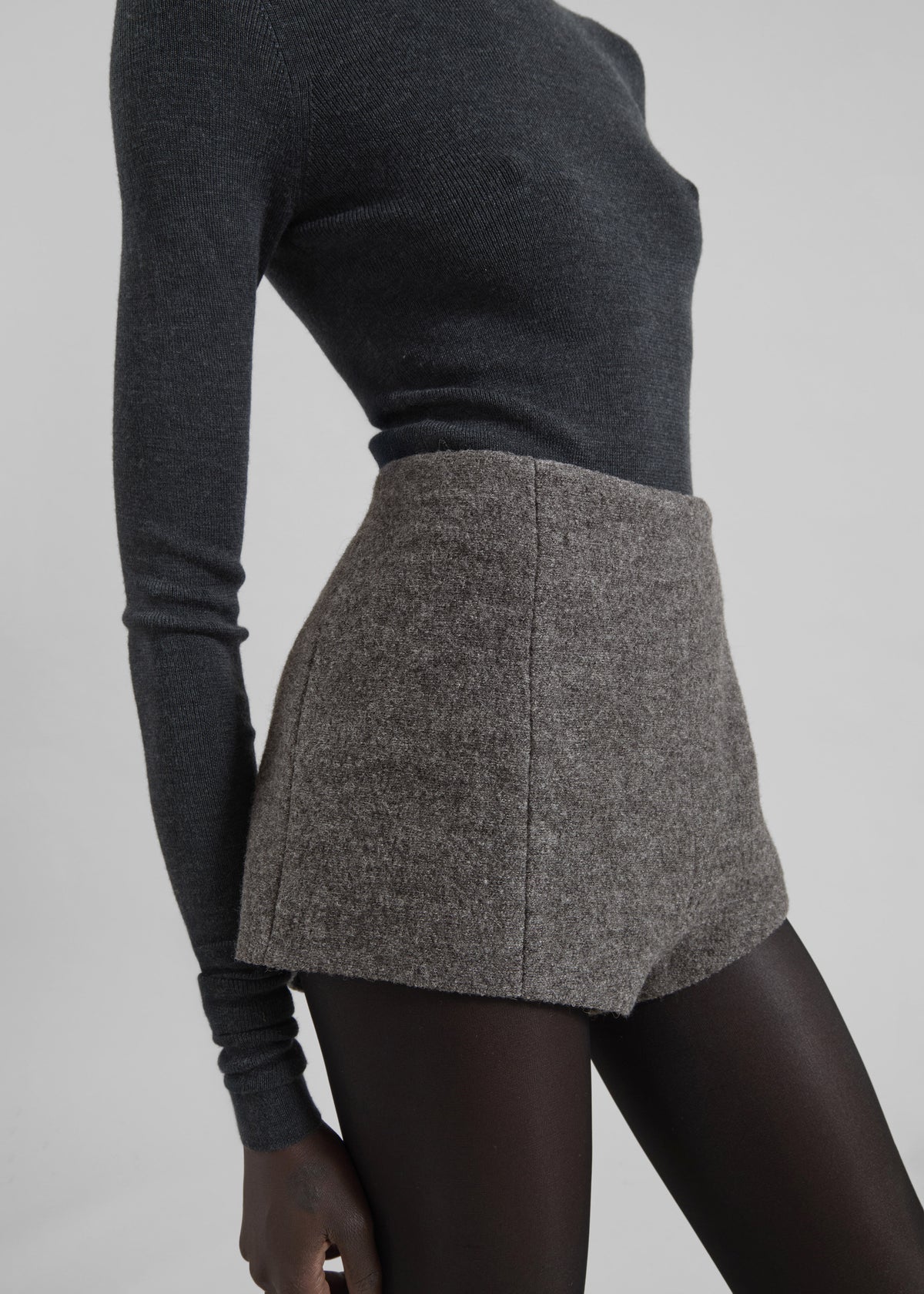 Vail Brushed Wool Hot Pants - Grey Melange - 3