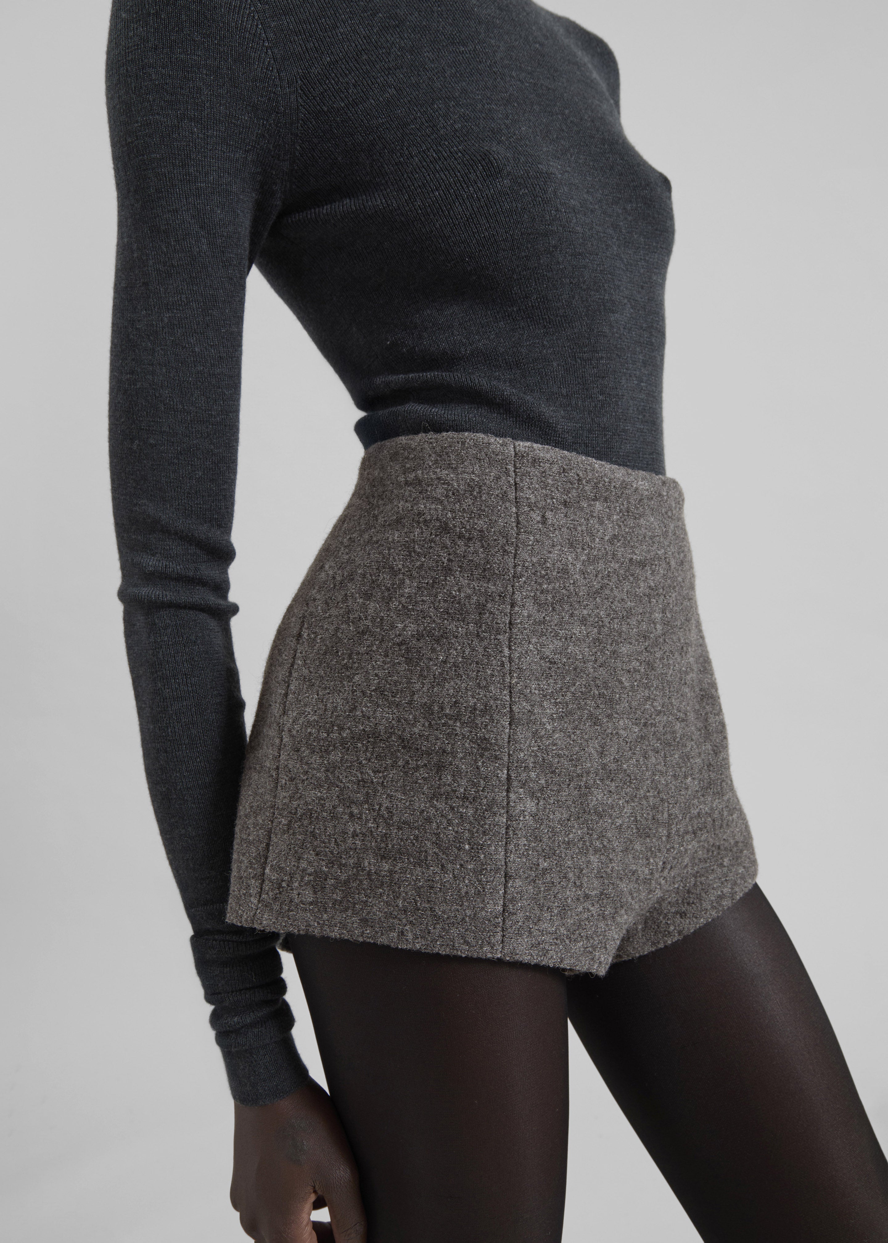 Vail Brushed Wool Hot Pants - Grey Melange - 3