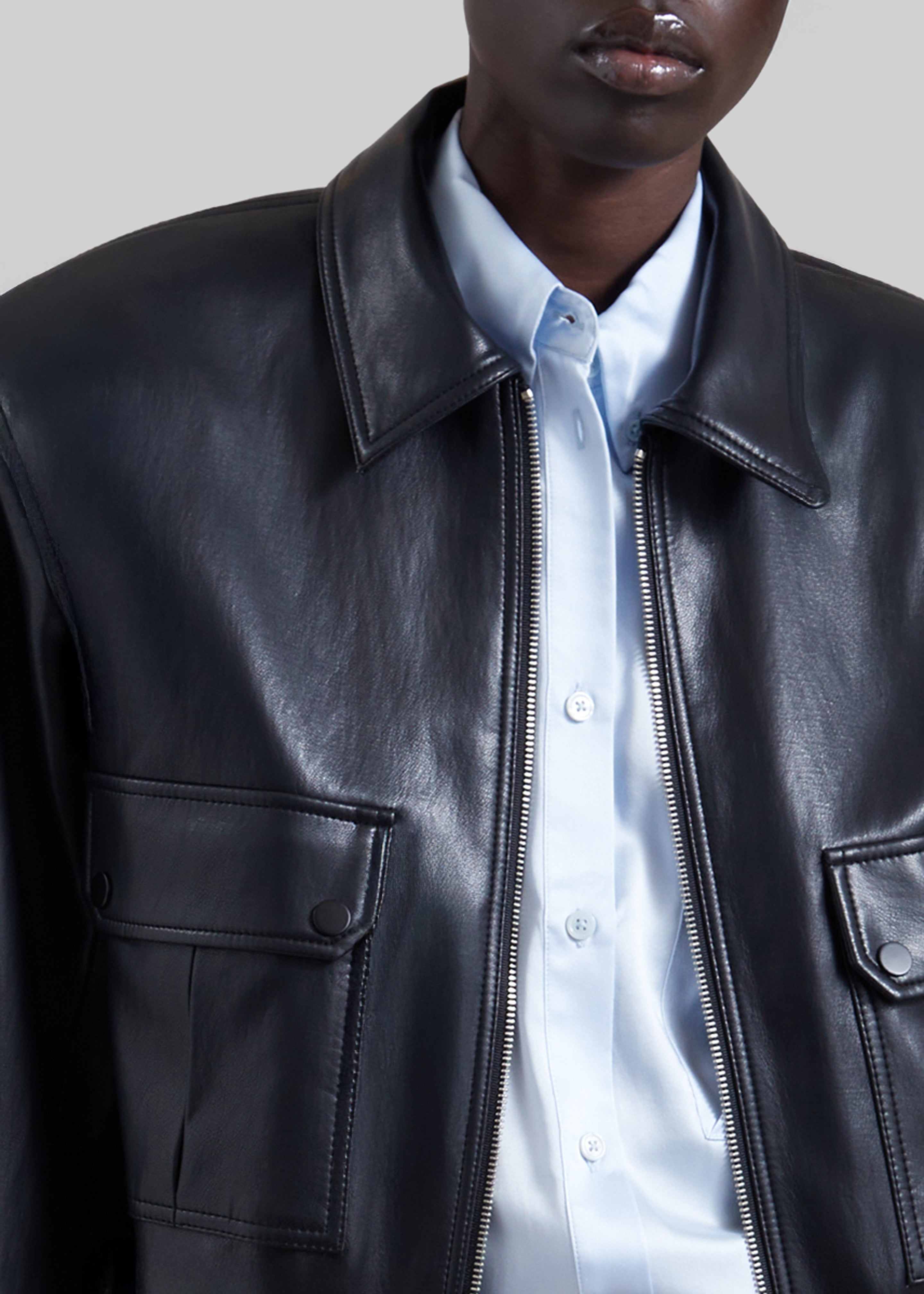 Val Faux Leather Padded Jacket - Black - 3