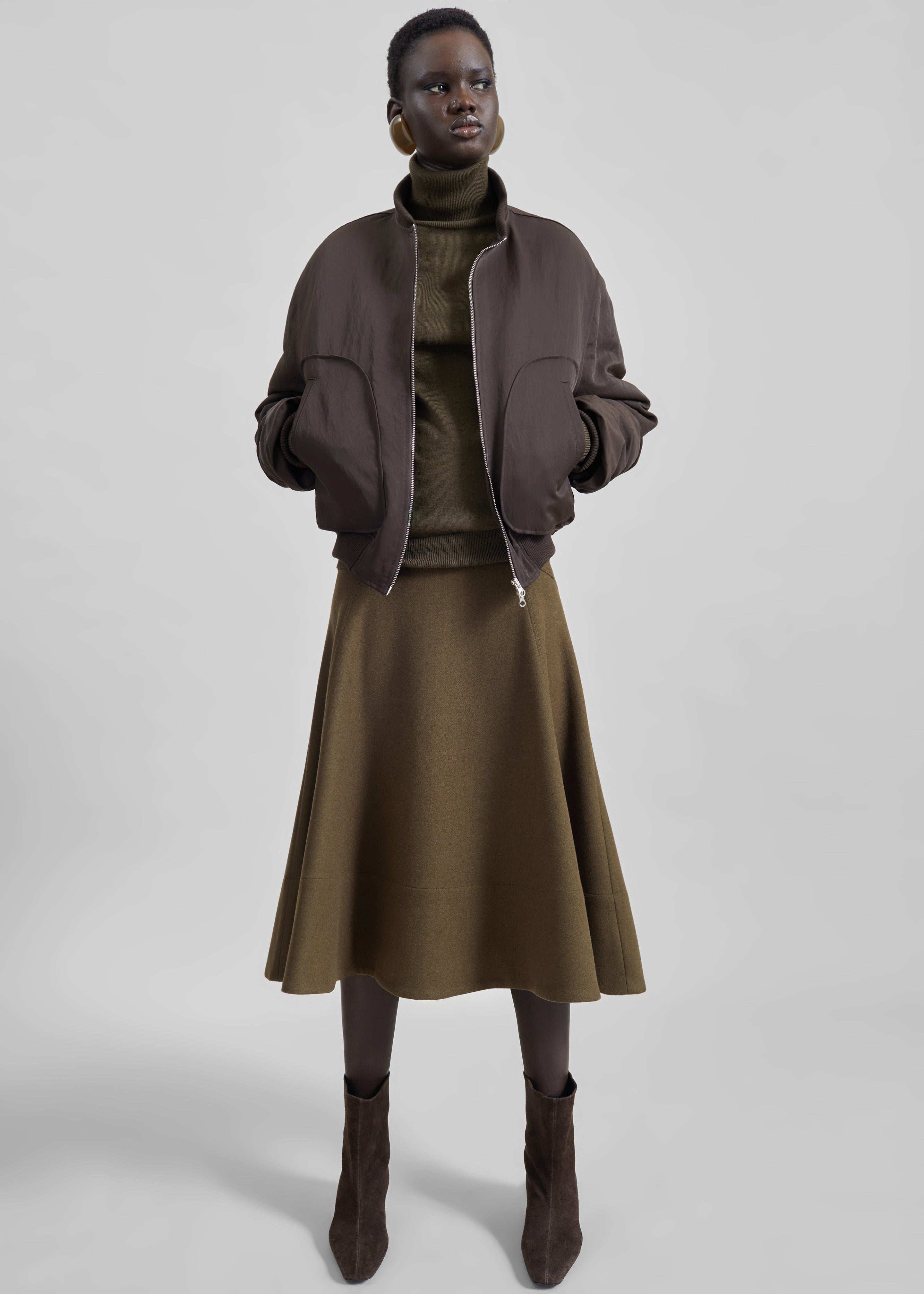 Valdres Padded Bomber Jacket - Brown - 4