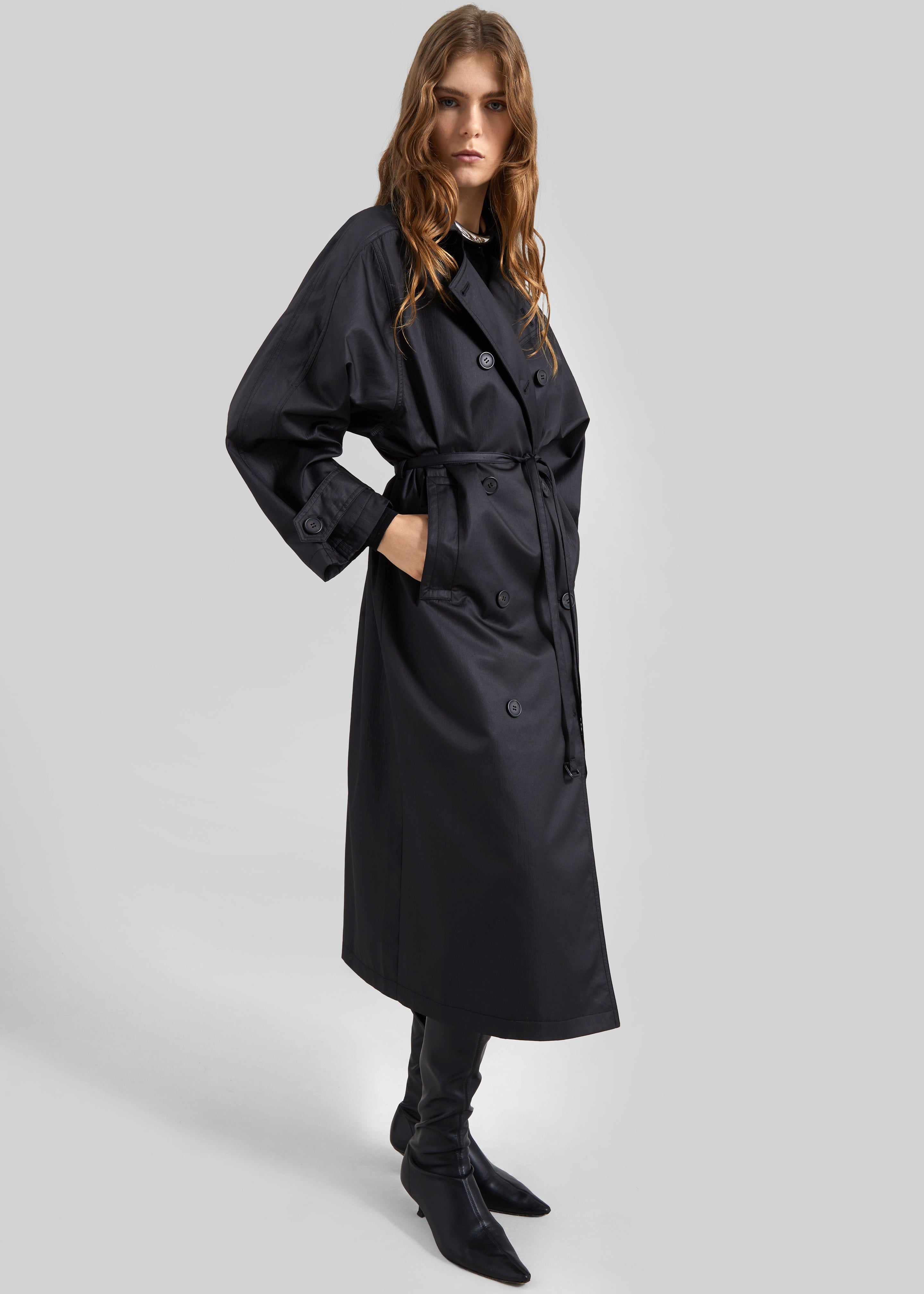 Valence Textured Trench Coat - Black – The Frankie Shop