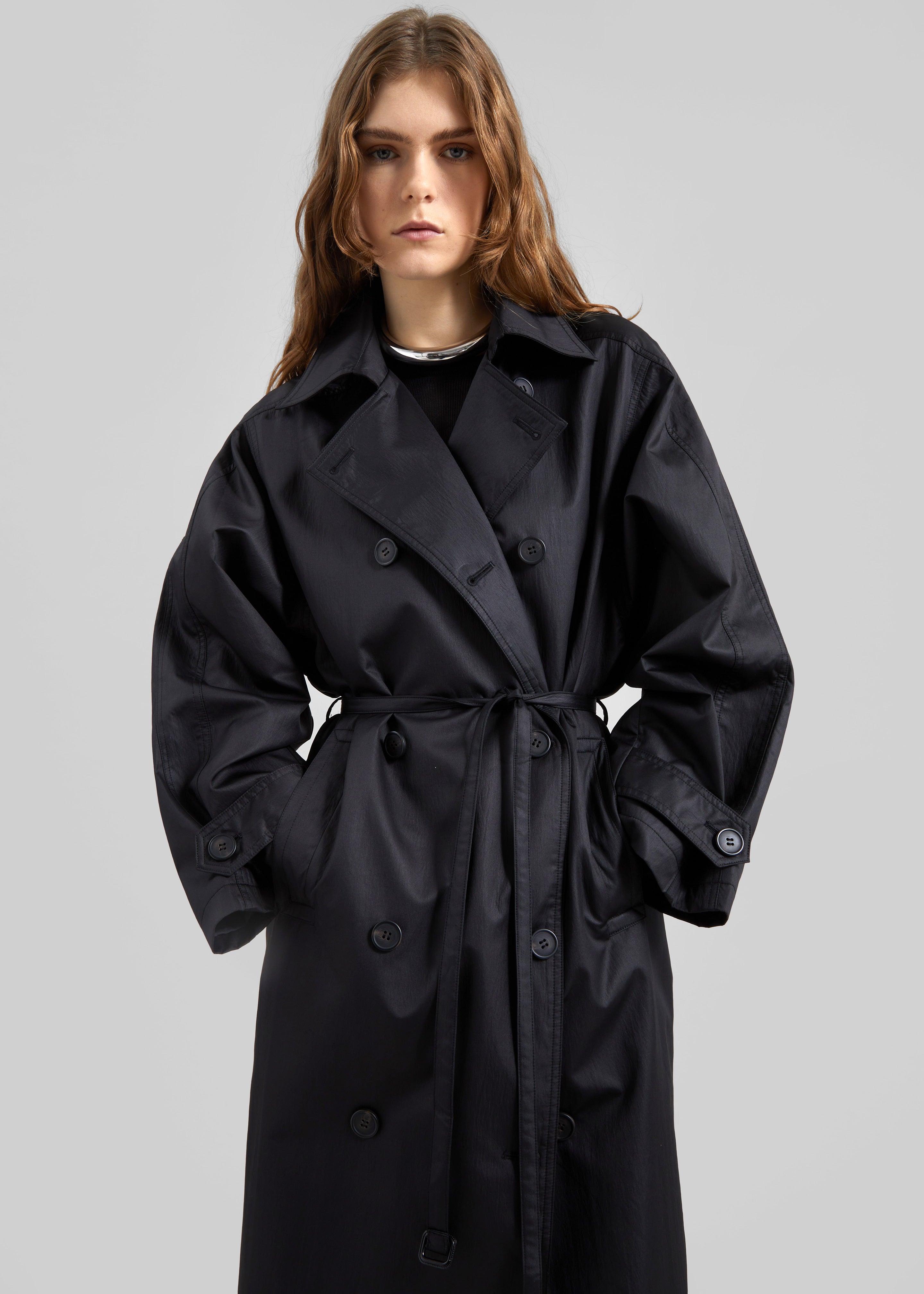 Valence Textured Trench Coat - Black – The Frankie Shop