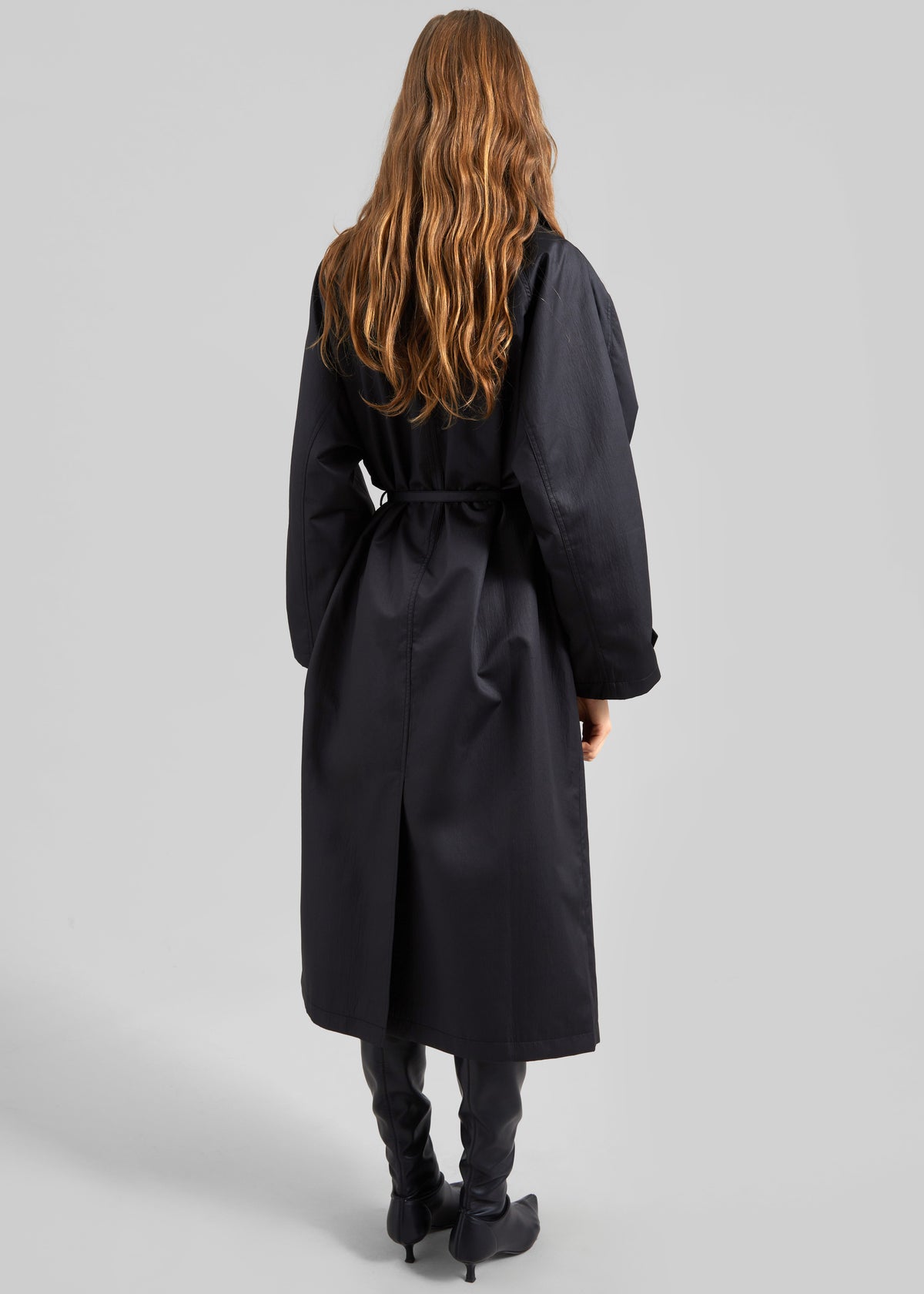 Valence Textured Trench Coat - Black - 5