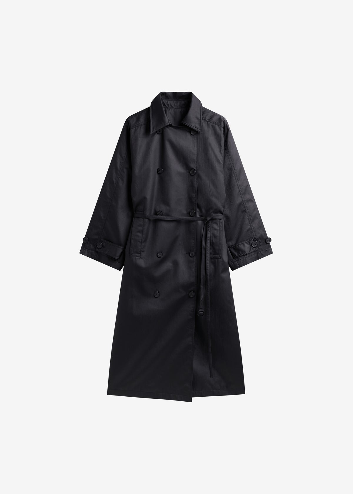 Valence Textured Trench Coat - Black - 6