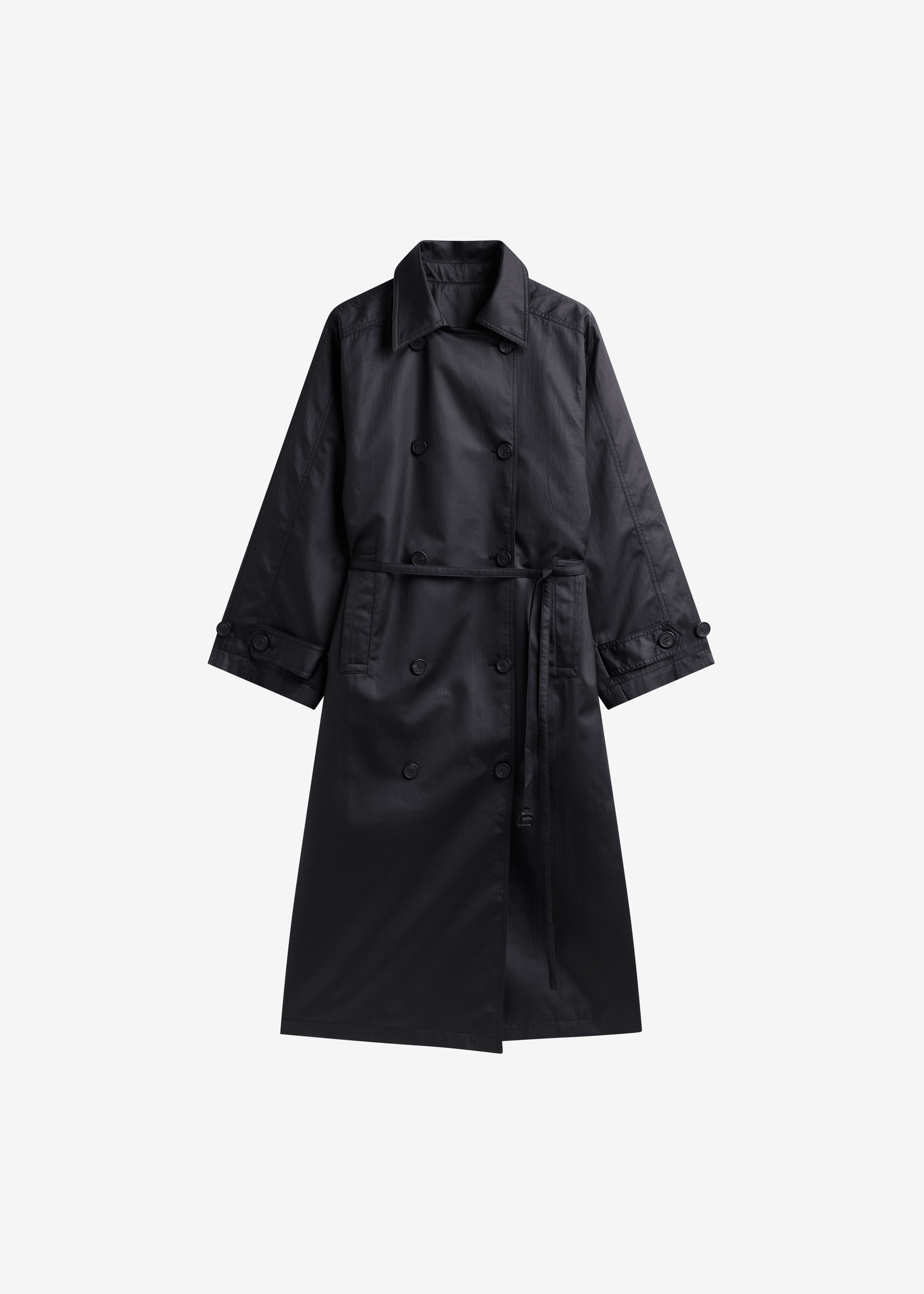 Valence Textured Trench Coat - Black - 6