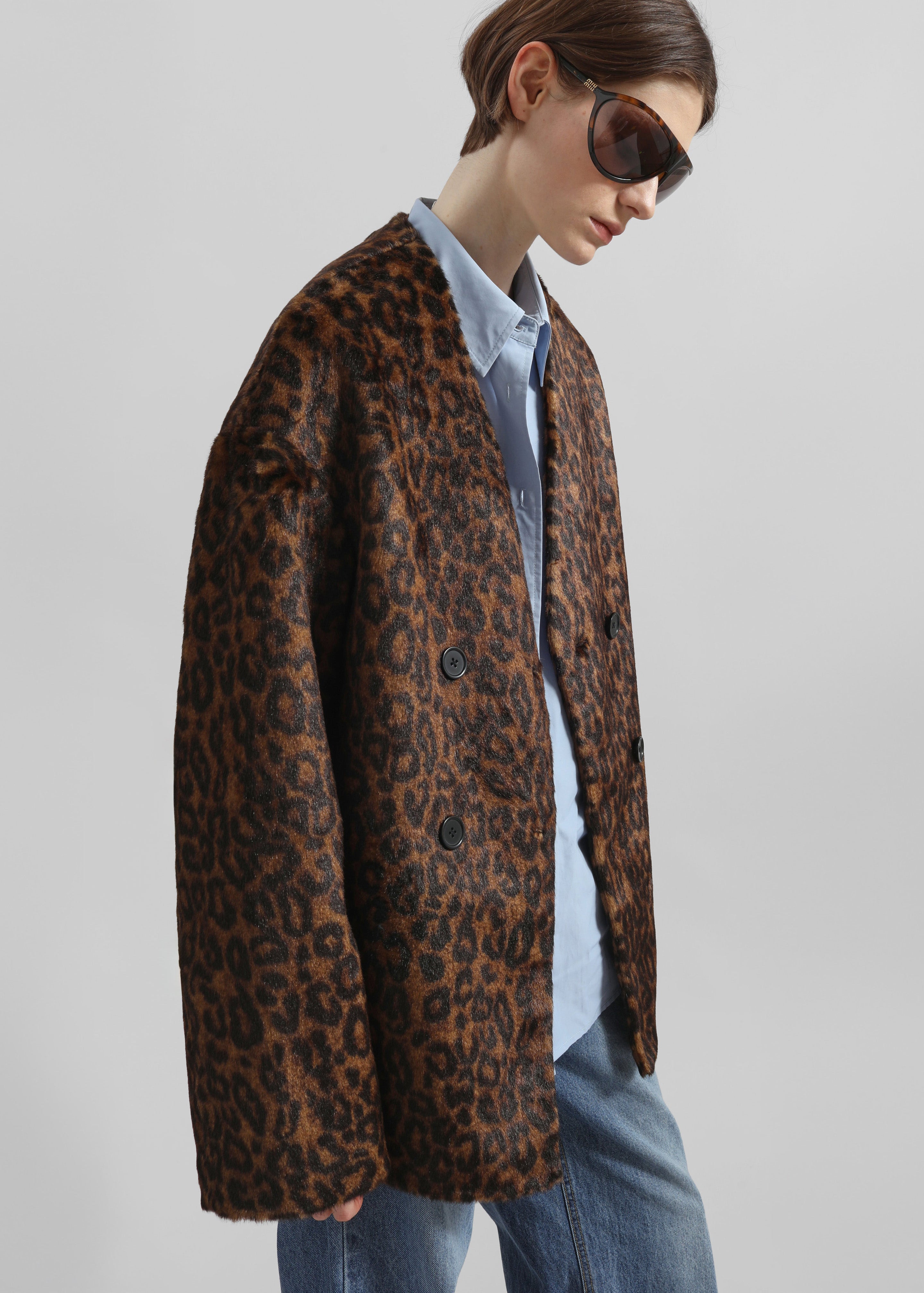 Valentina Faux Fur Leopard Jacket - Brown - 4