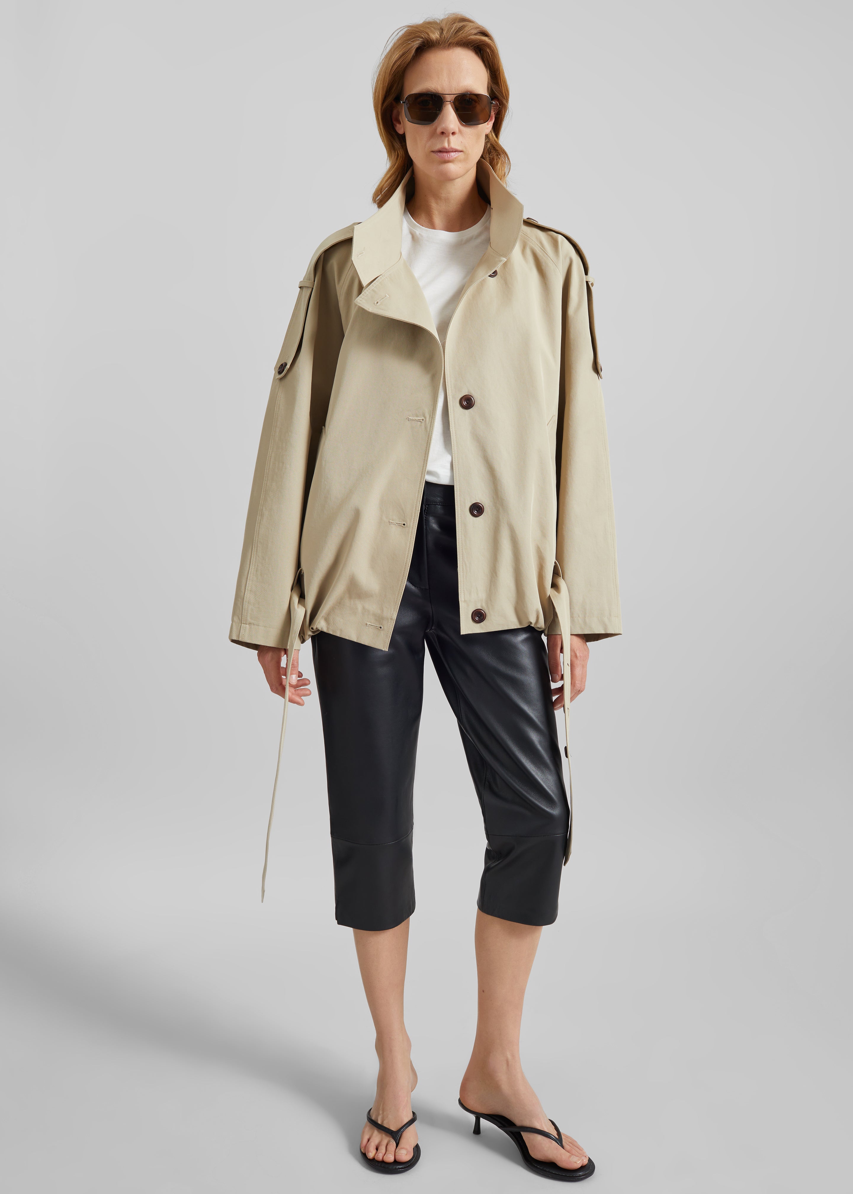 Vallby Belted Short Trench - Beige – The Frankie Shop