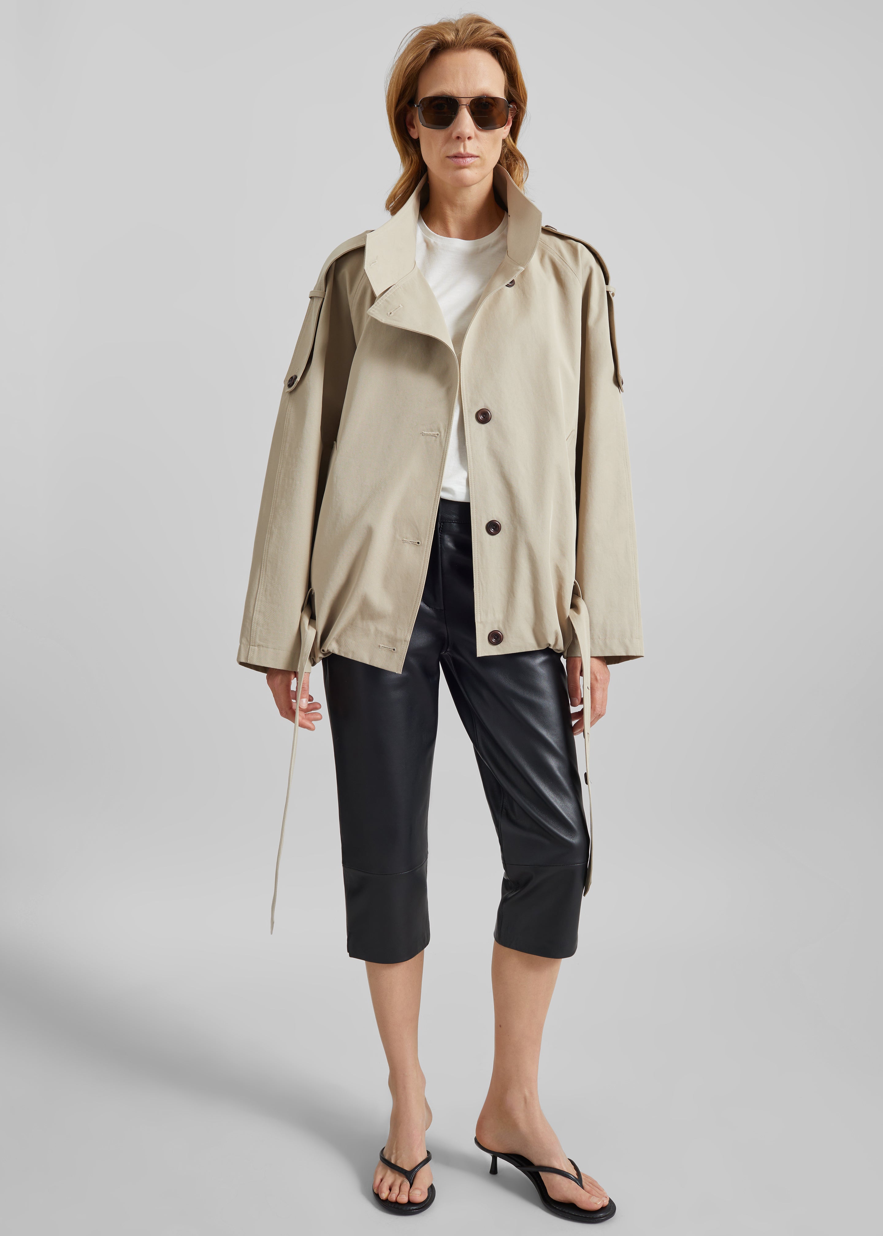 Vallby Belted Short Trench - Beige – The Frankie Shop