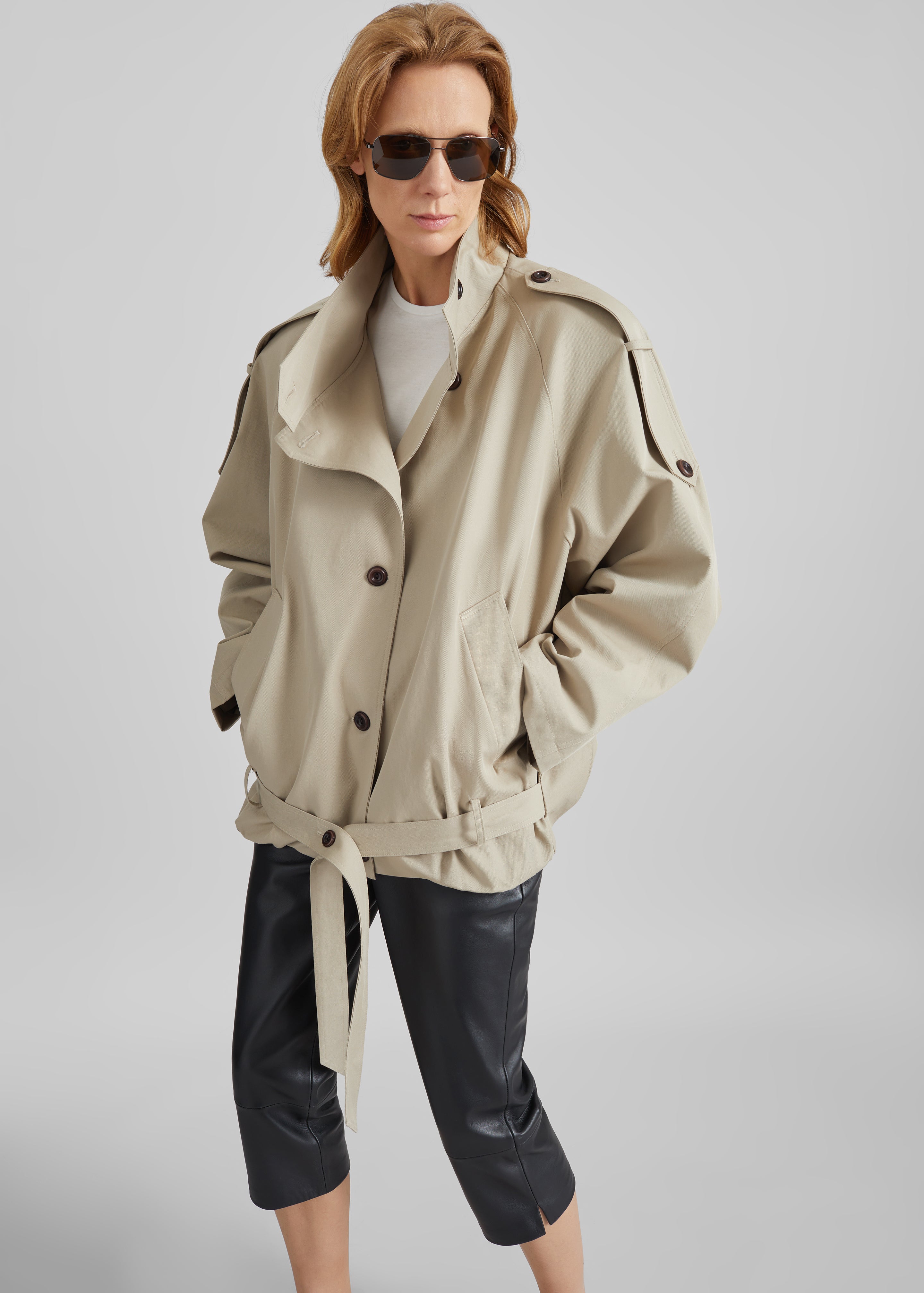 Vallby Belted Short Trench - Beige - 1