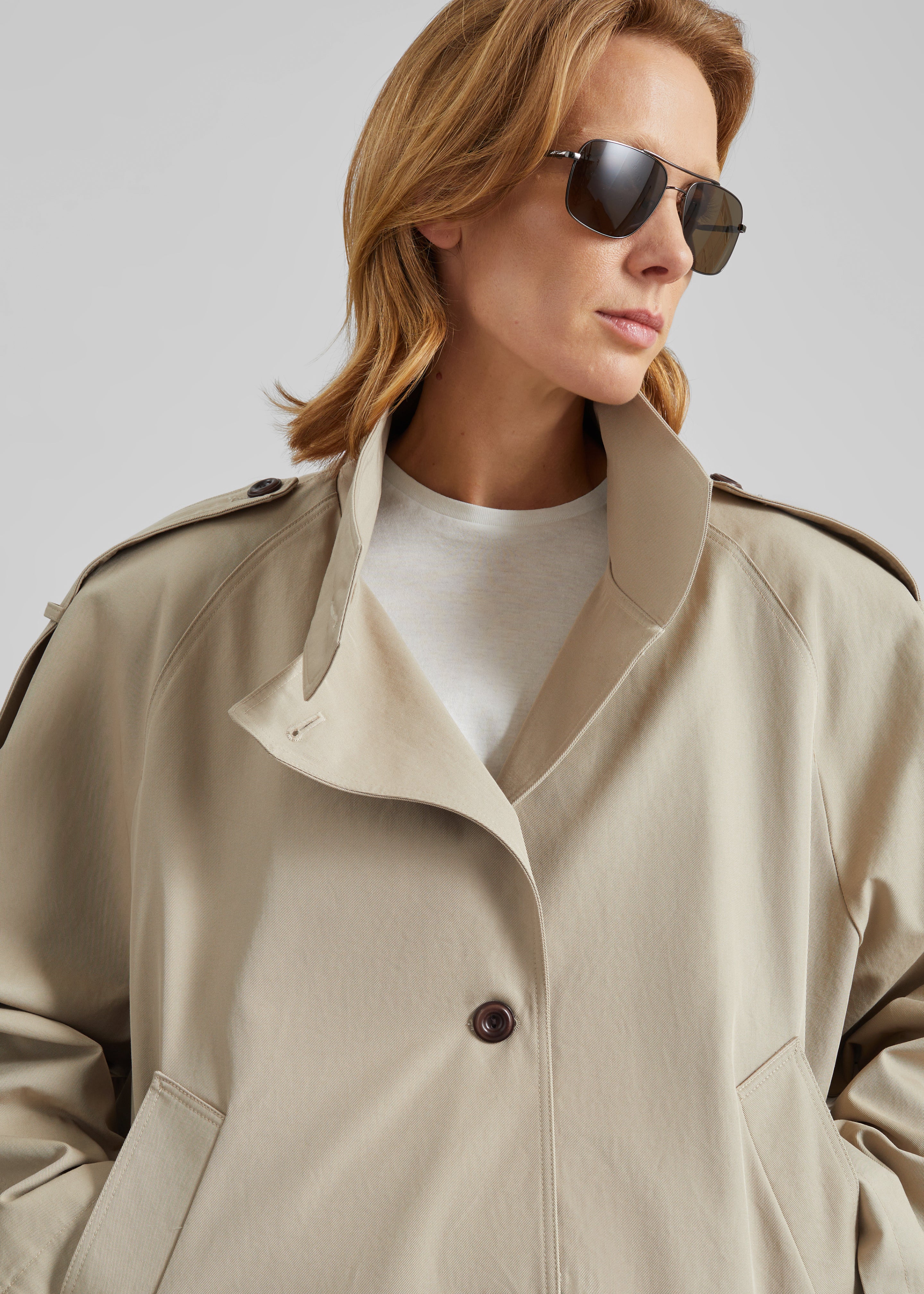 Vallby Belted Short Trench - Beige - 4