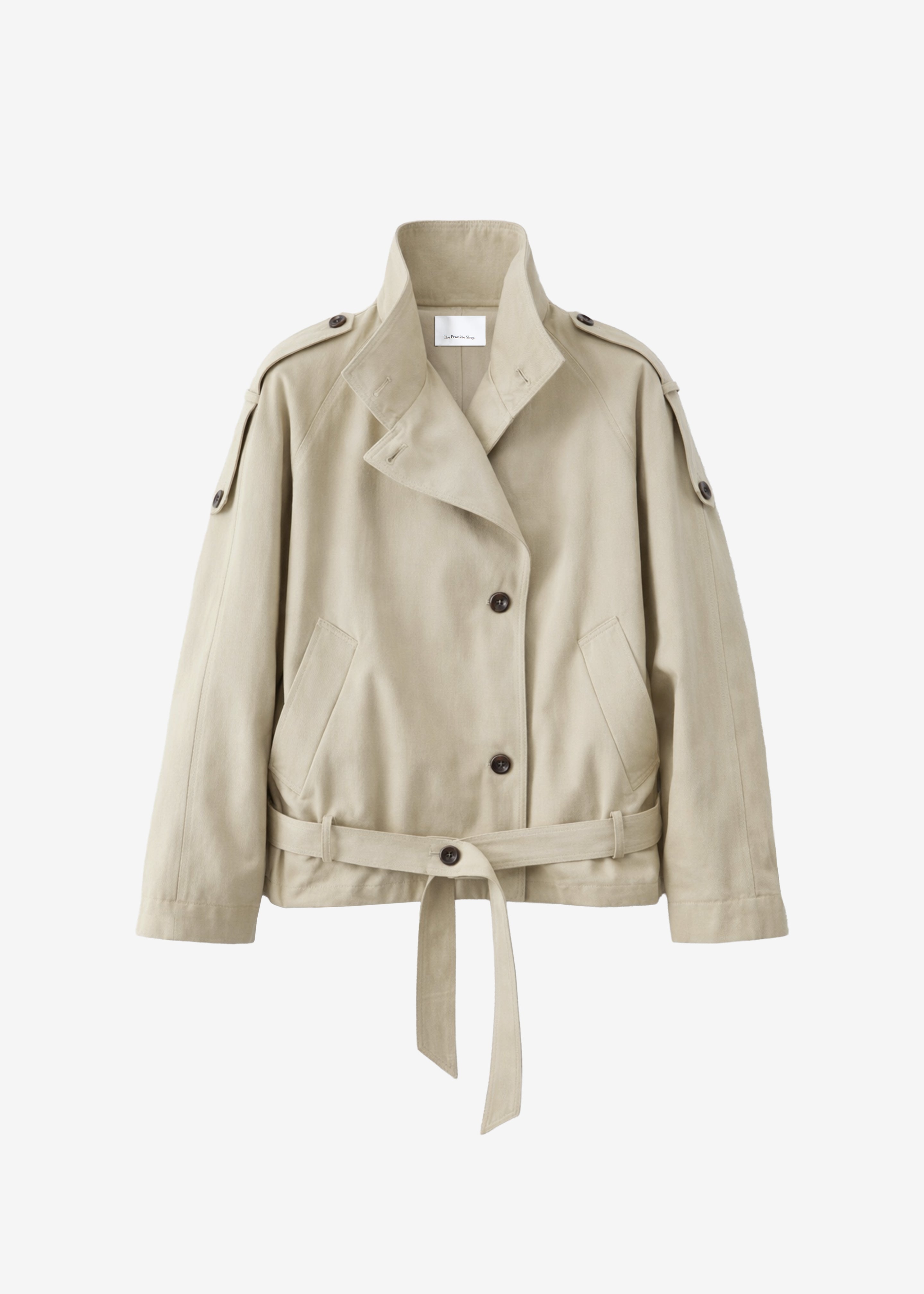Vallby Belted Short Trench - Beige – The Frankie Shop