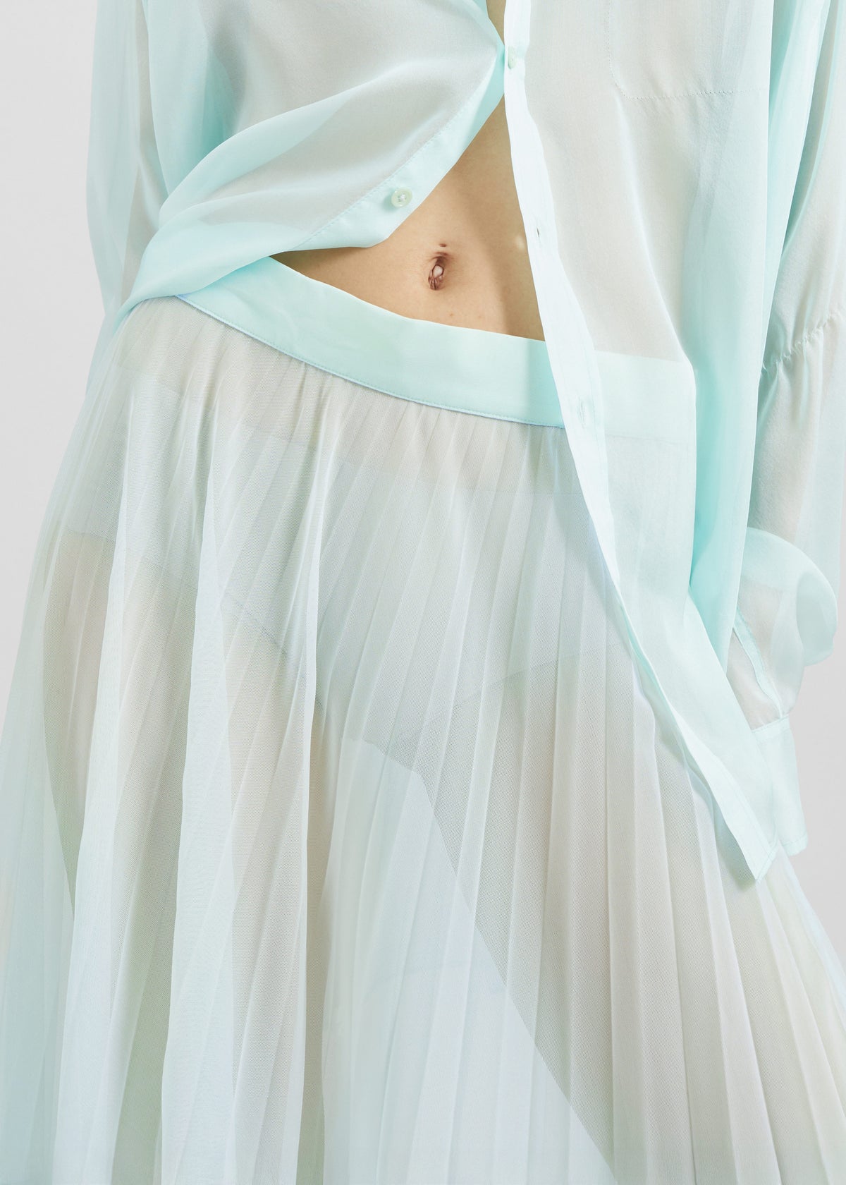 Vallen Pleated Mesh Maxi Skirt Mint – The Frankie Shop