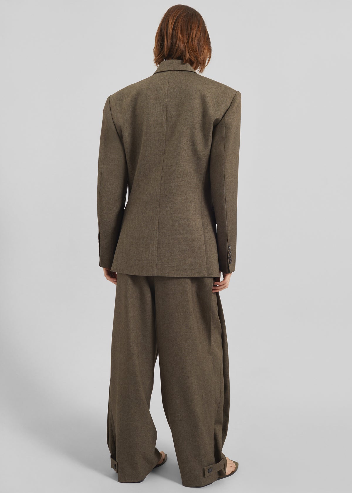 Vallsta Double-Breasted Blazer - Brown Melange - 9