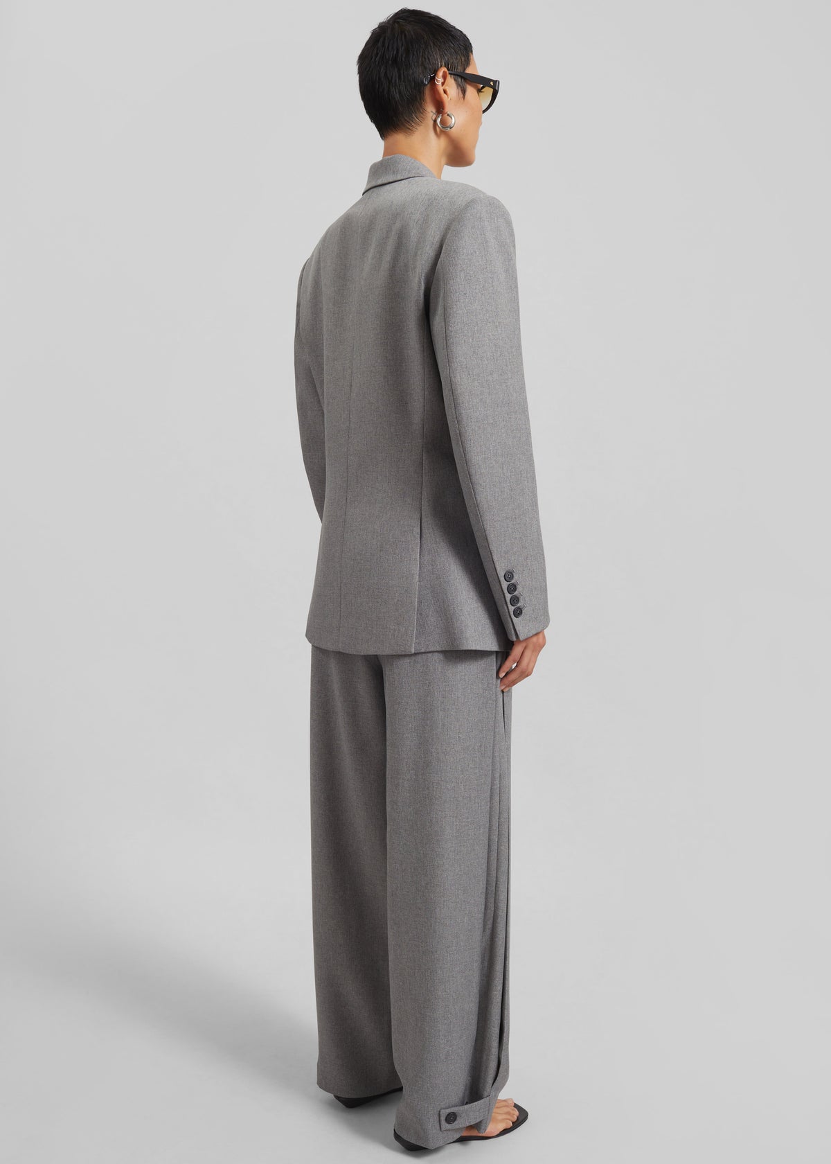 Vallsta Double-Breasted Blazer - Grey Melange - 9