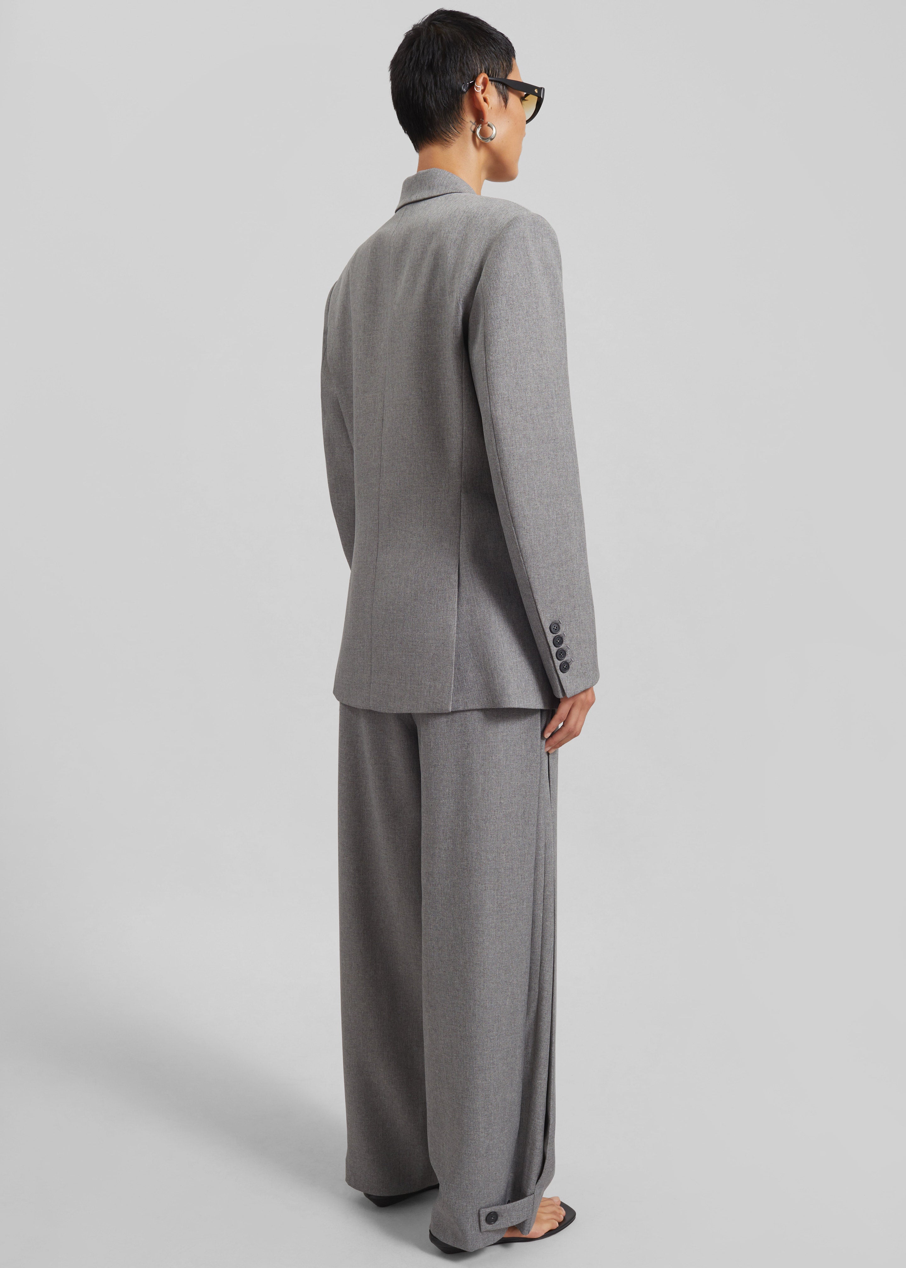 Vallsta Double-Breasted Blazer - Grey Melange - 9