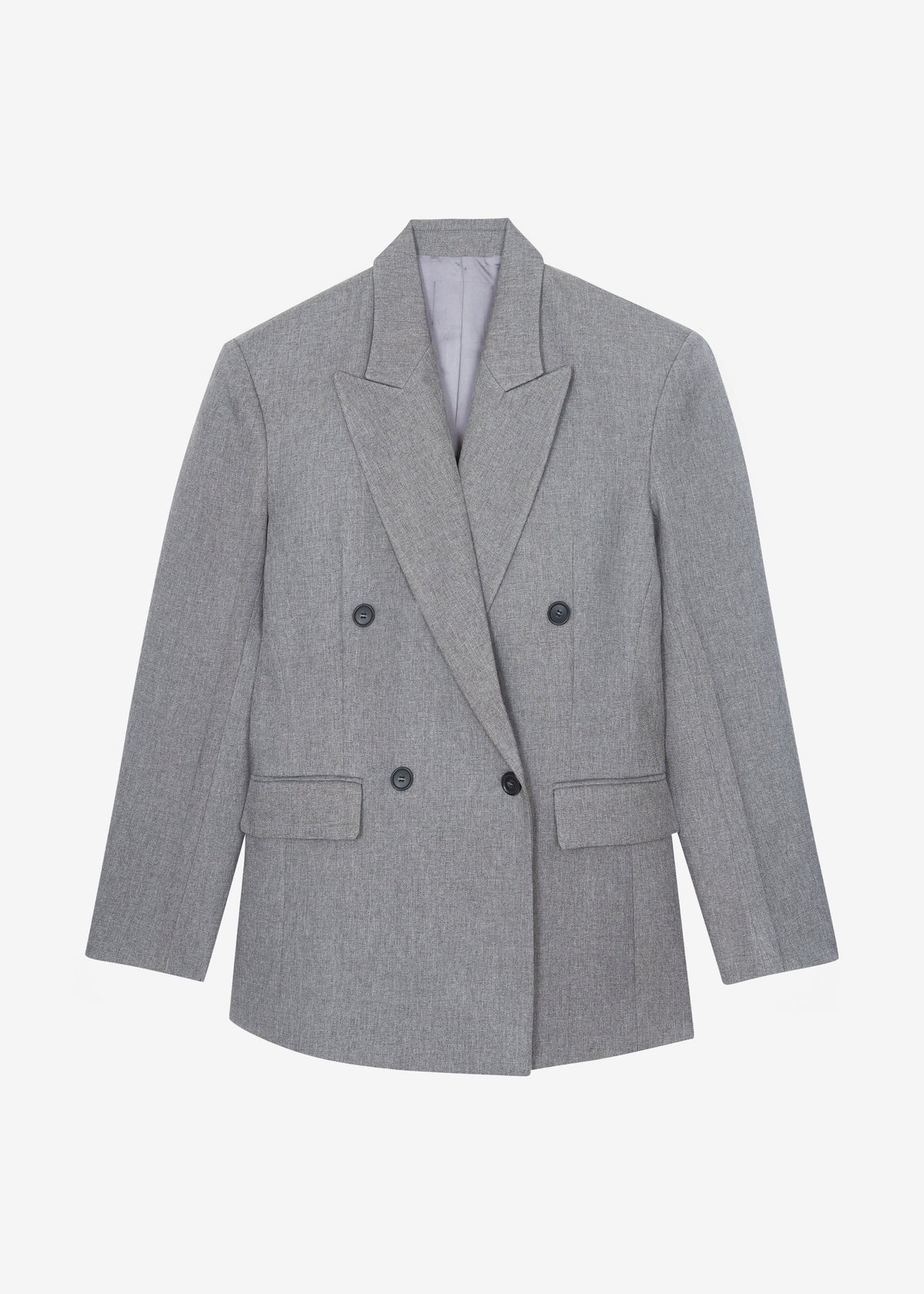 Vallsta Double-Breasted Blazer - Grey Melange - 11