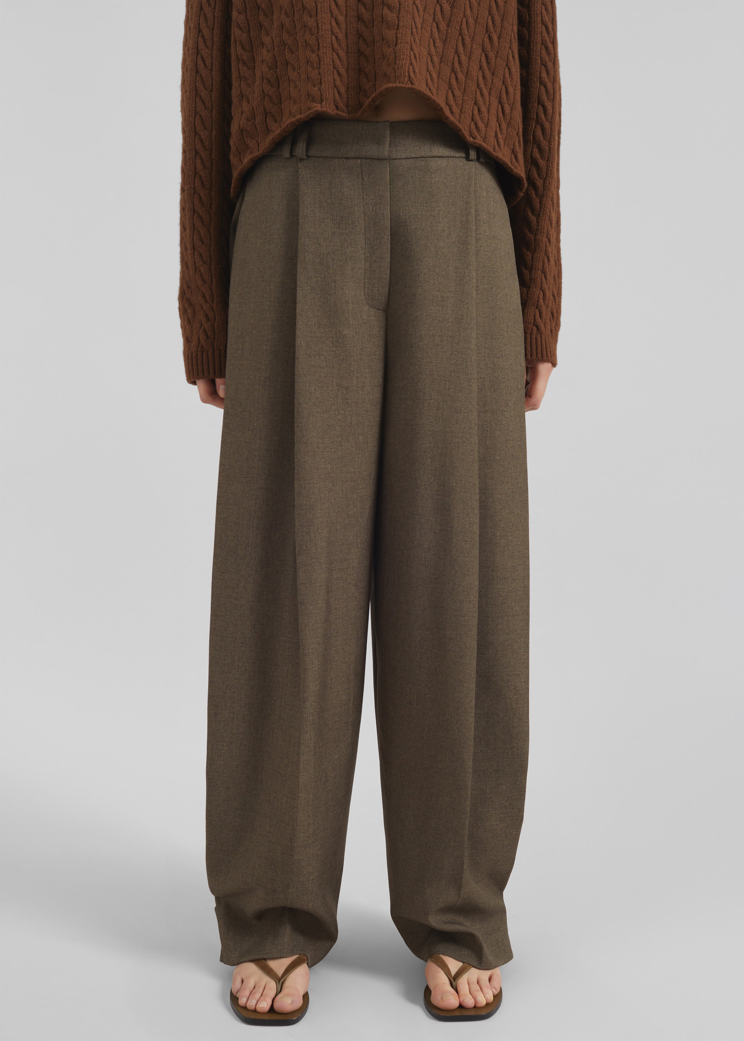 Vallsta Tailored Trousers - Brown Melange - 3