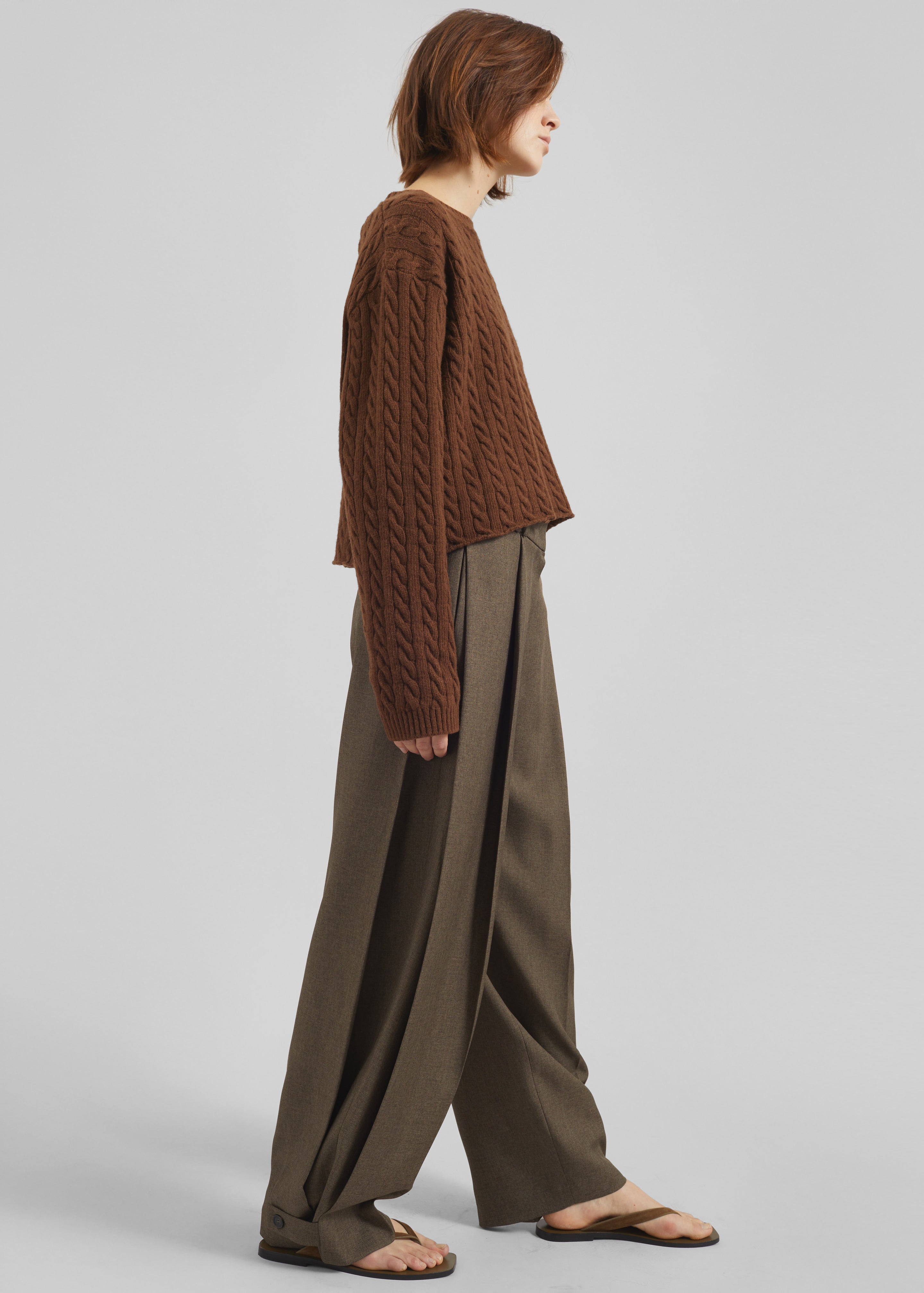 Vallsta Tailored Trousers - Brown Melange - 7