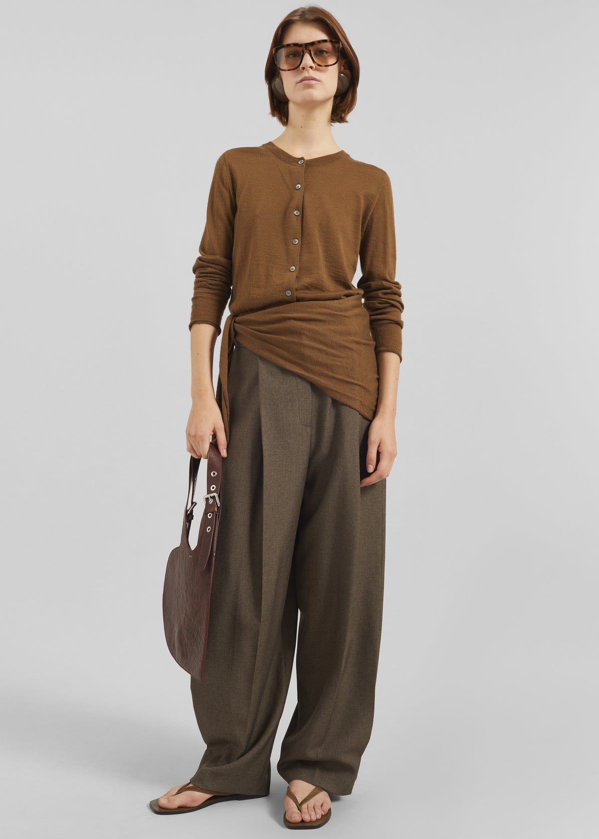 Vallsta Tailored Trousers - Brown Melange - 4