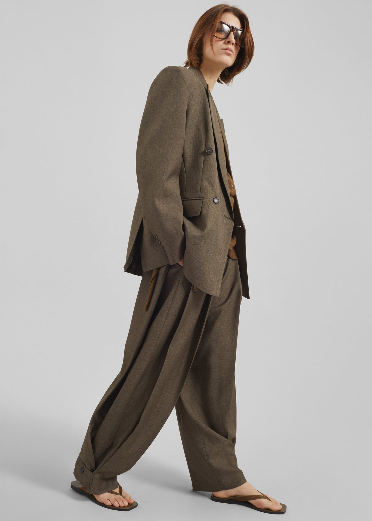 Vallsta Tailored Trousers - Brown Melange - 6