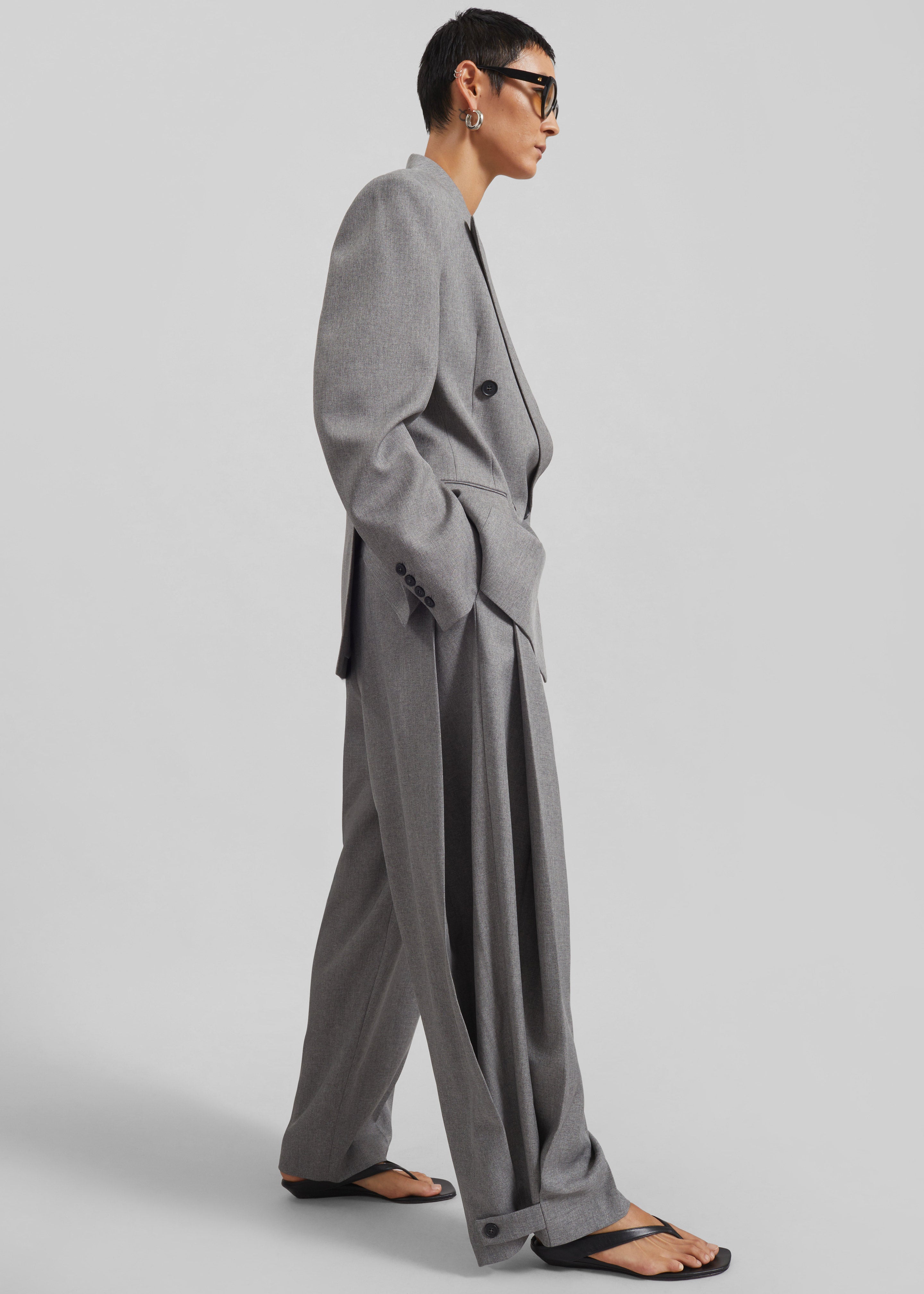 Vallsta Tailored Trousers - Grey Melange - 3