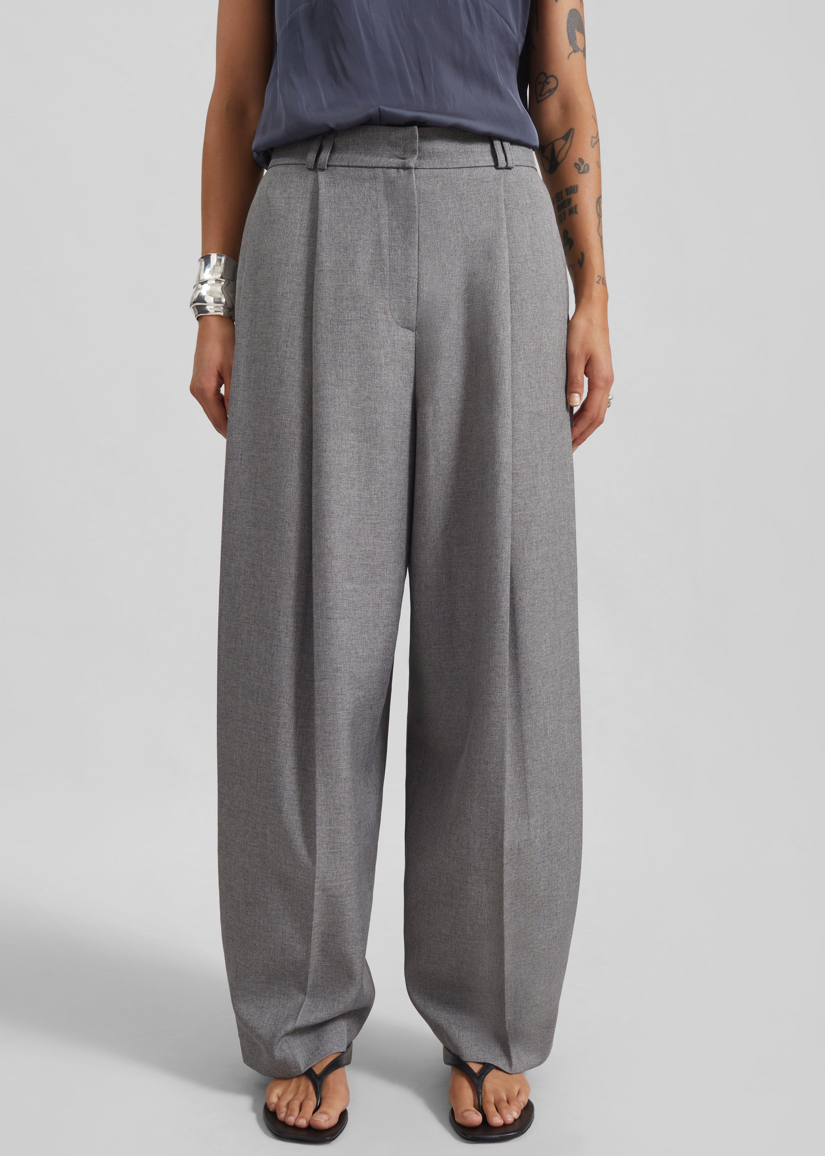 Vallsta Tailored Trousers - Grey Melange - 6