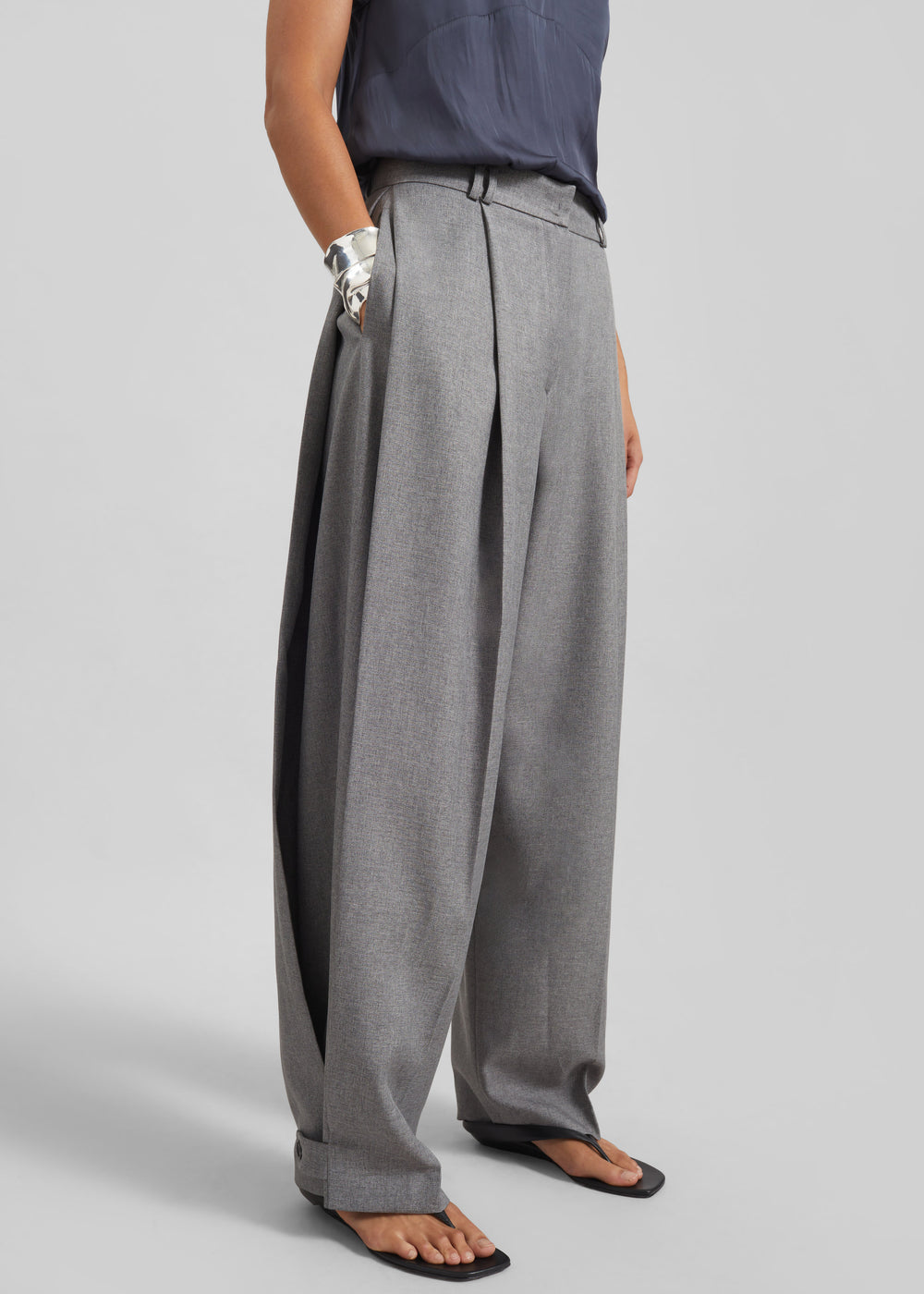 Vallsta Tailored Trousers - Grey Melange - 1