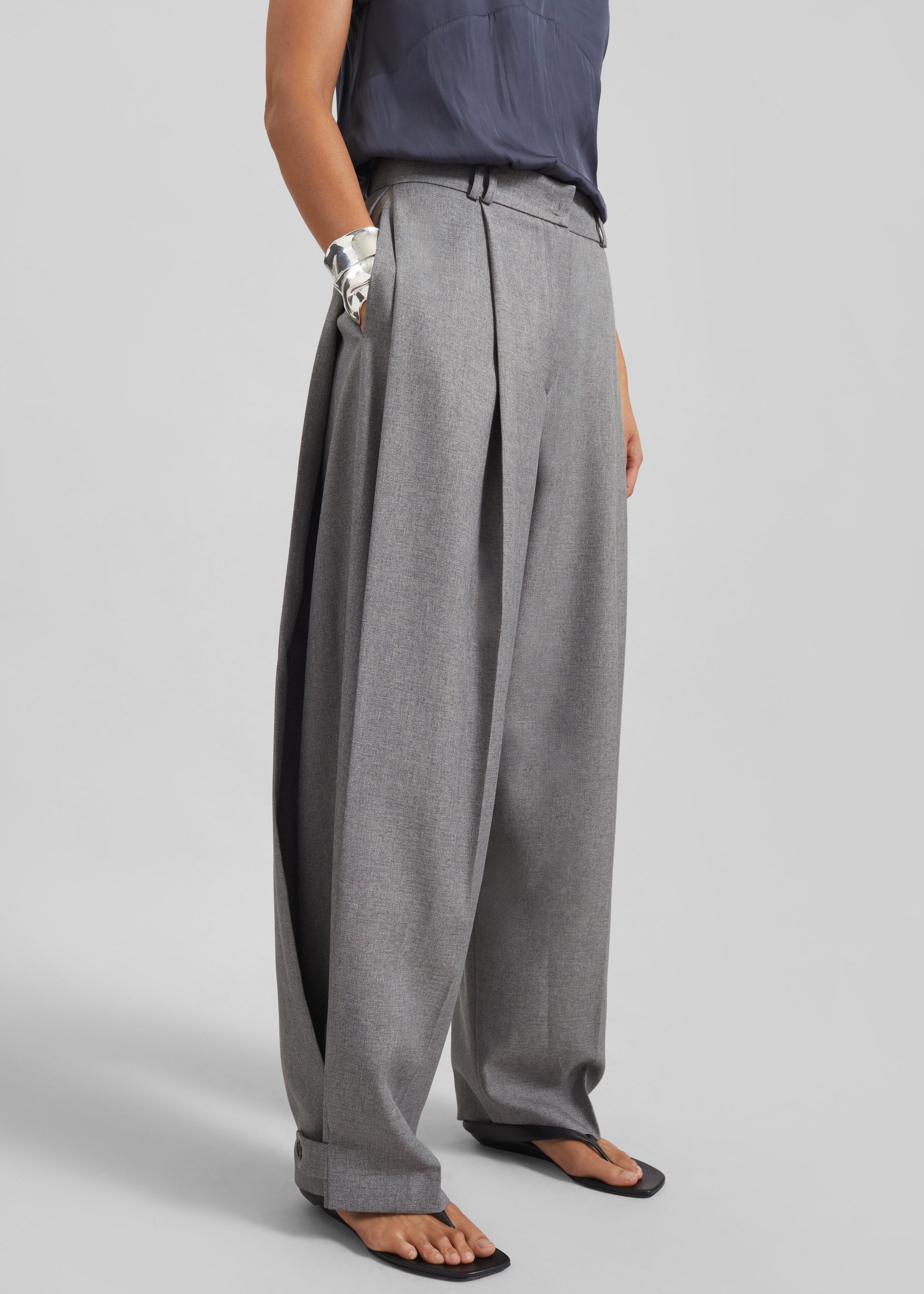 Vallsta Tailored Trousers - Grey Melange - 2