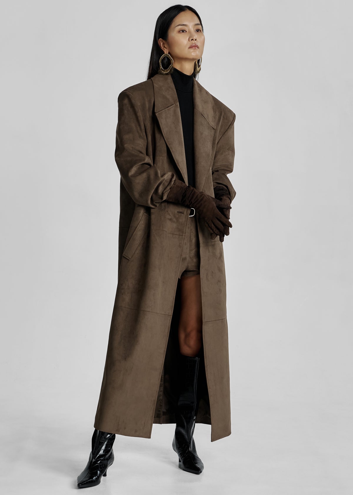 Valmere Faux Suede Coat - Brown - 9