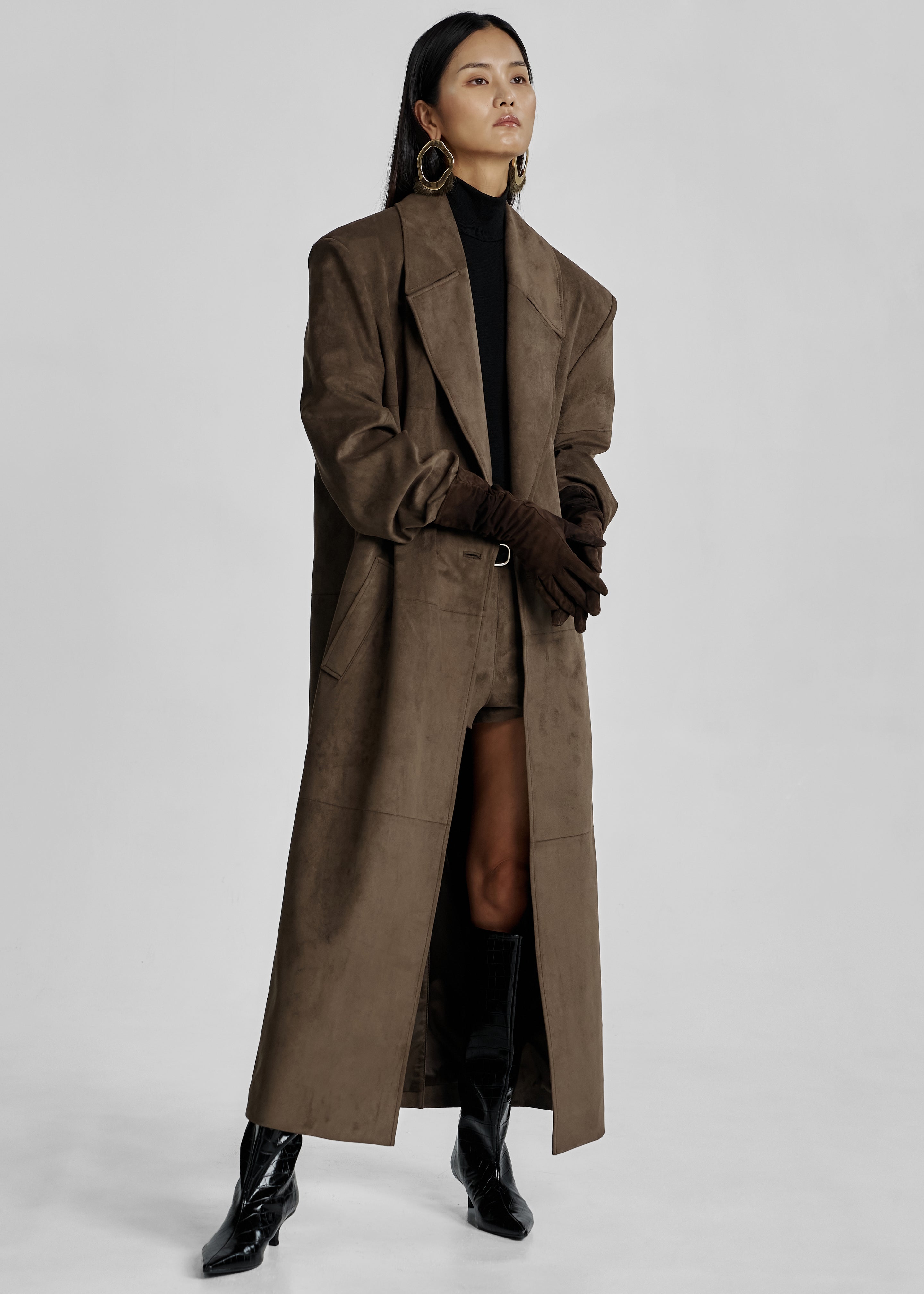 Valmere Faux Suede Coat - Brown - 9