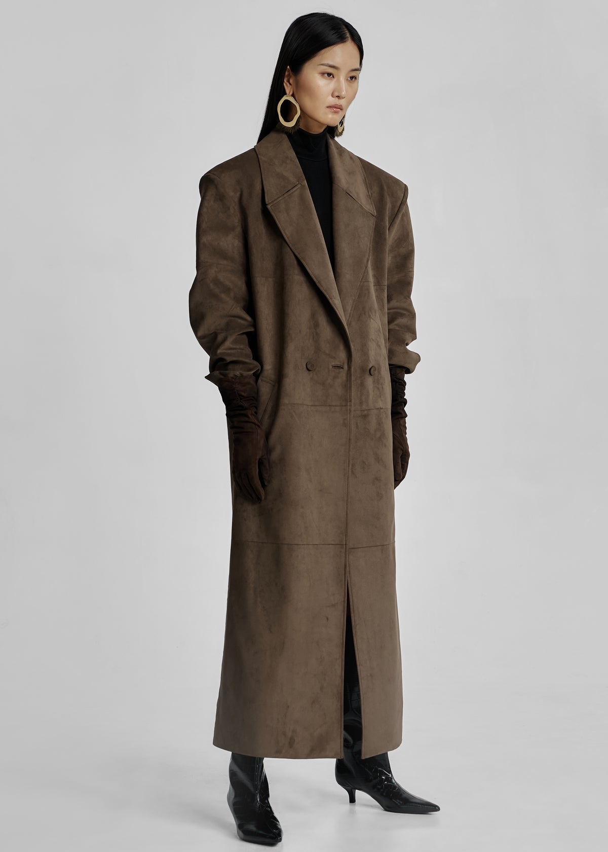 Valmere Faux Suede Coat - Brown - 8