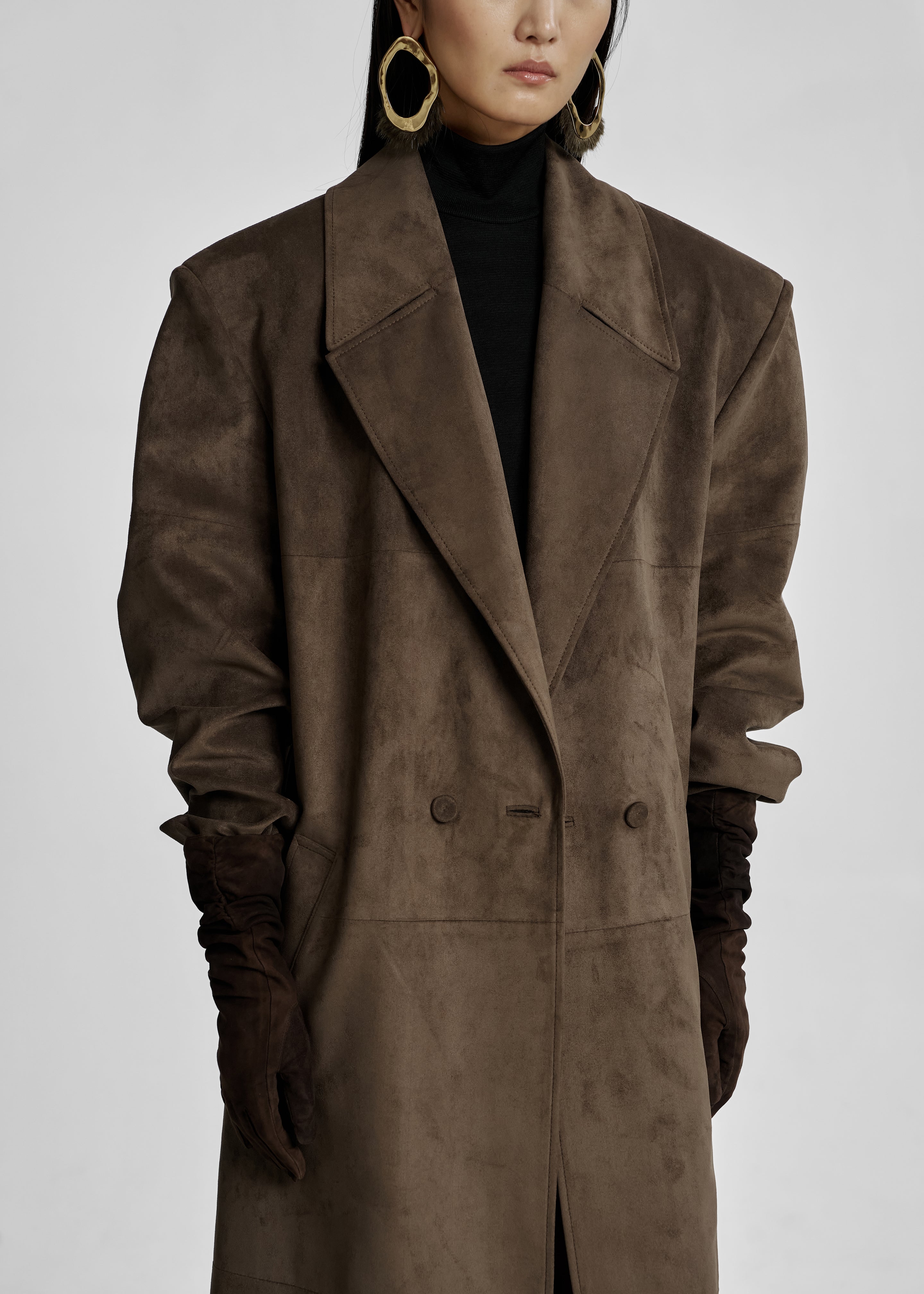 Valmere Faux Suede Coat - Brown - 2