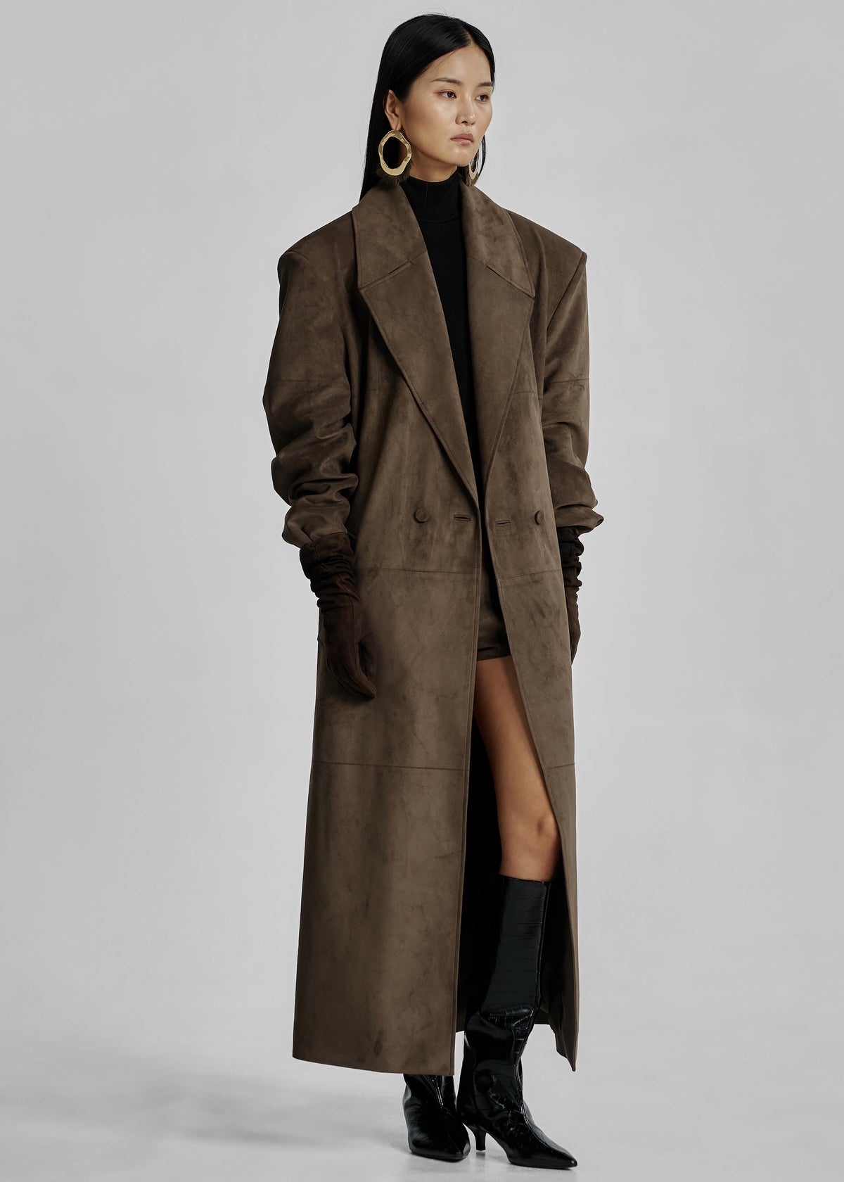 Valmere Faux Suede Coat - Brown - 7