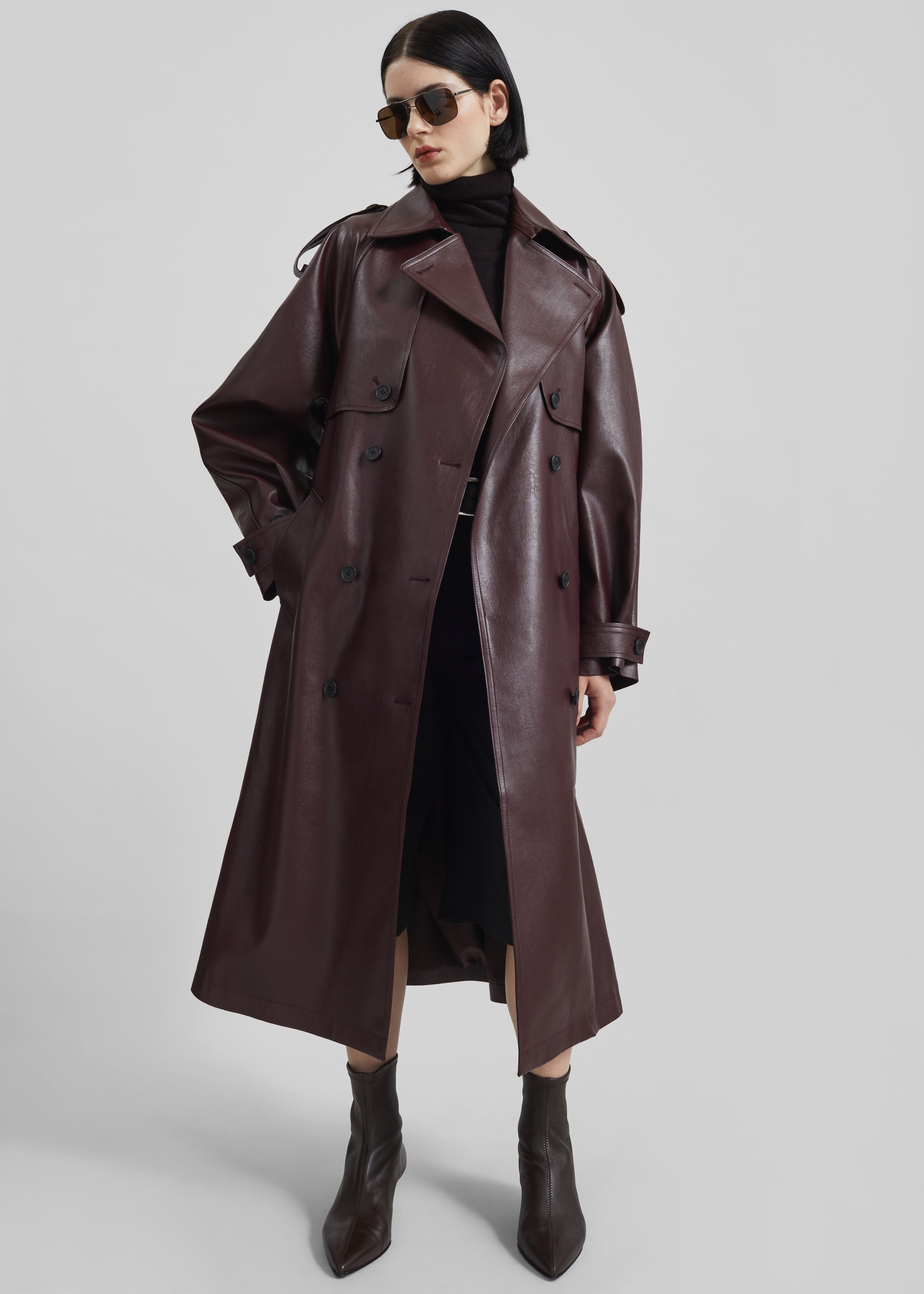 Shop the look image for Vandve Faux Leather Trench - Burgundy